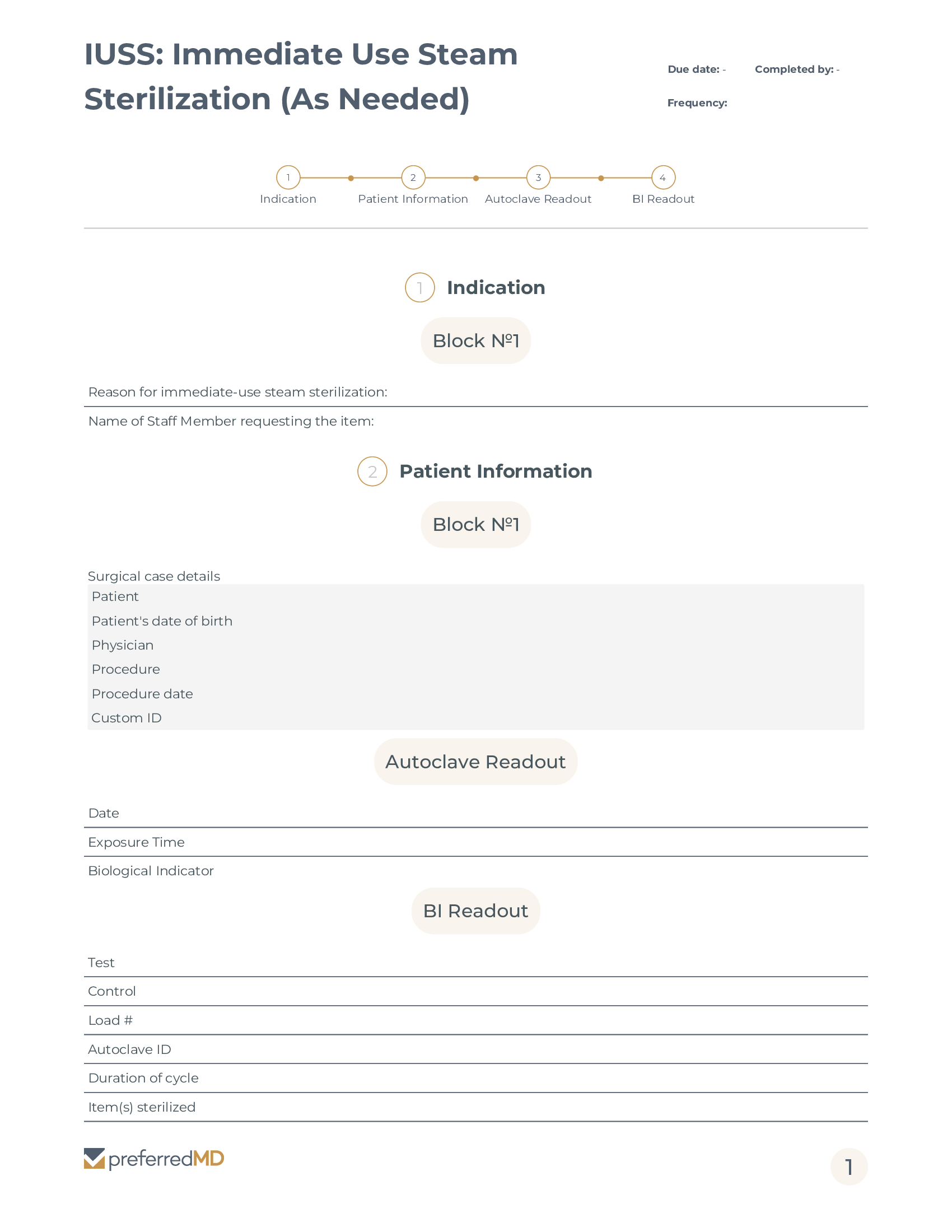 ASC IUSS Immediate Use Steam Sterilization Log template