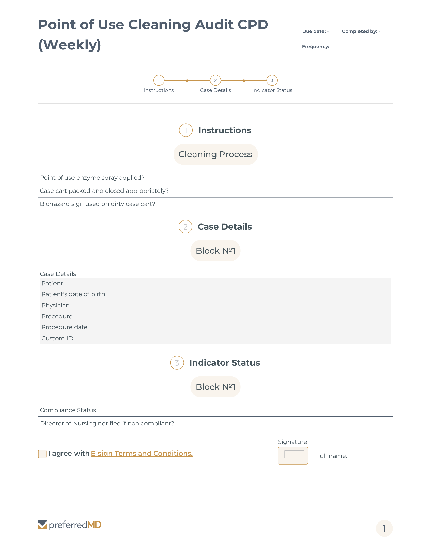 Central Processing Point of Use Cleaning Audit Log template PDF