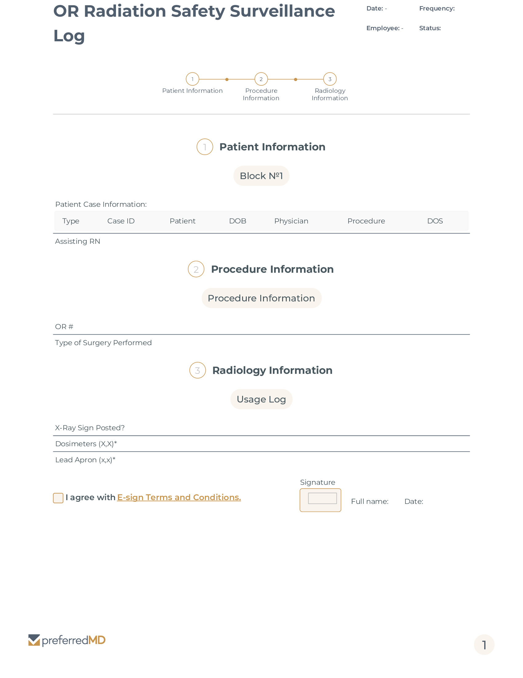 OR Radiation Safety Surveillance Log template PDF