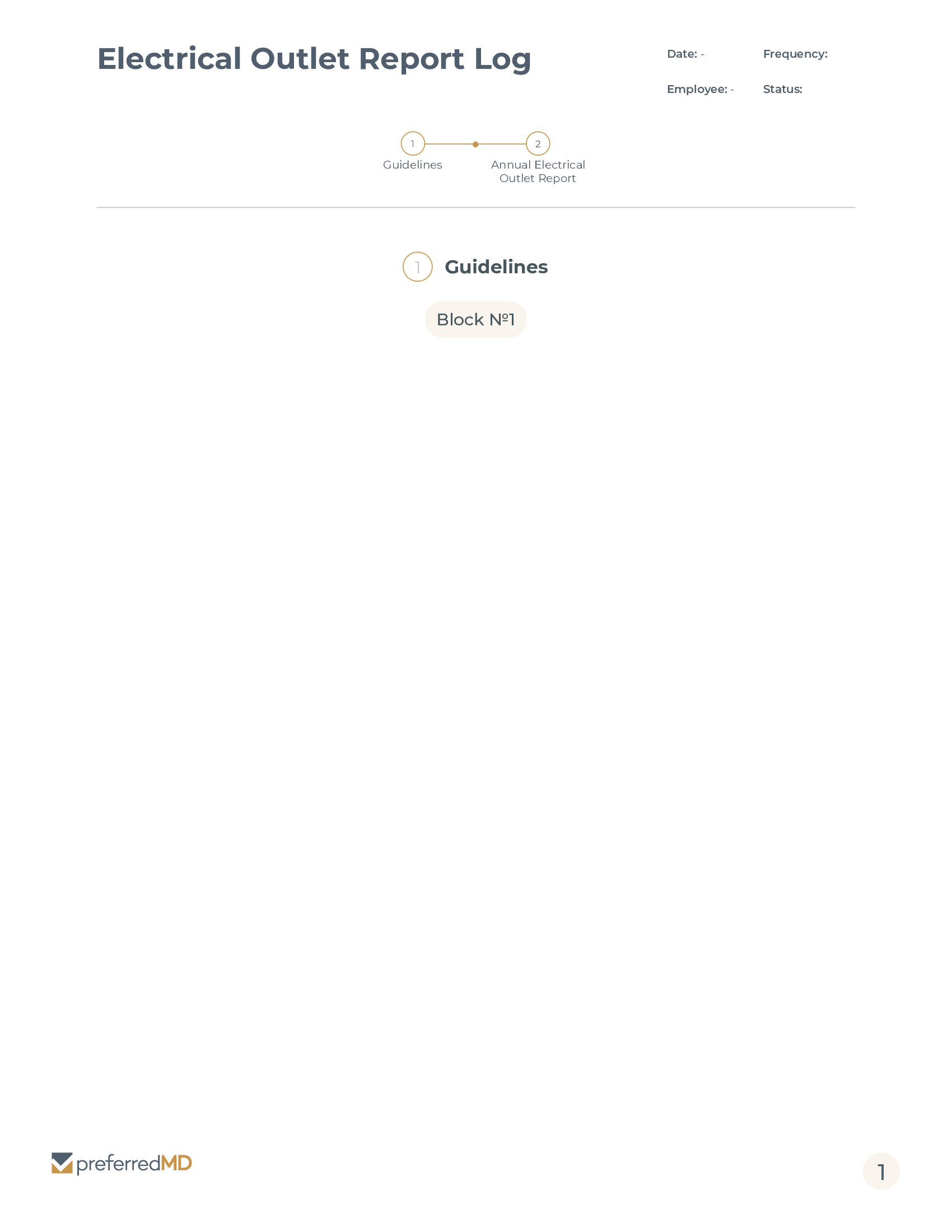 Electrical Outlet Report Log template PDF