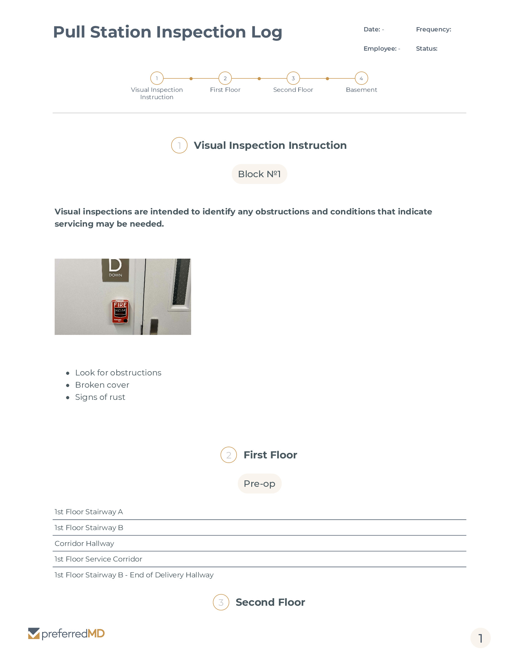 Pull Station Inspection Log template PDF