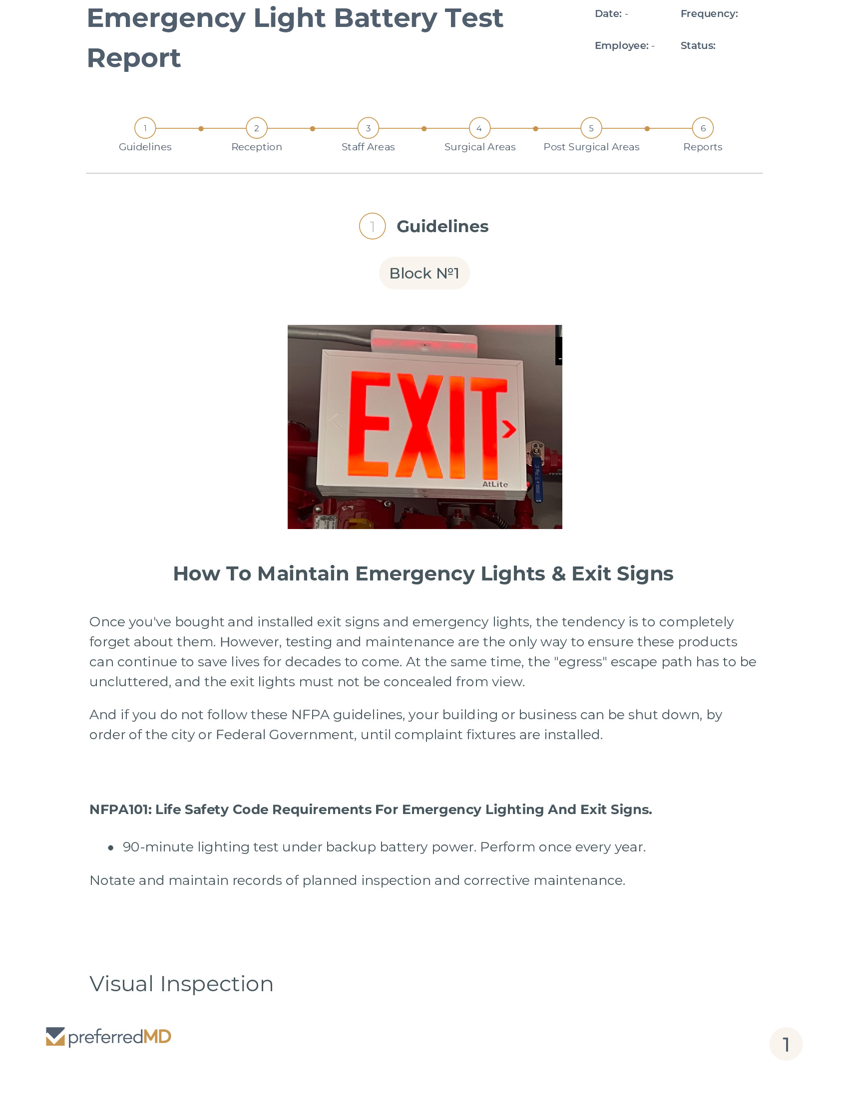 Emergency Light Battery Test Report template PDF