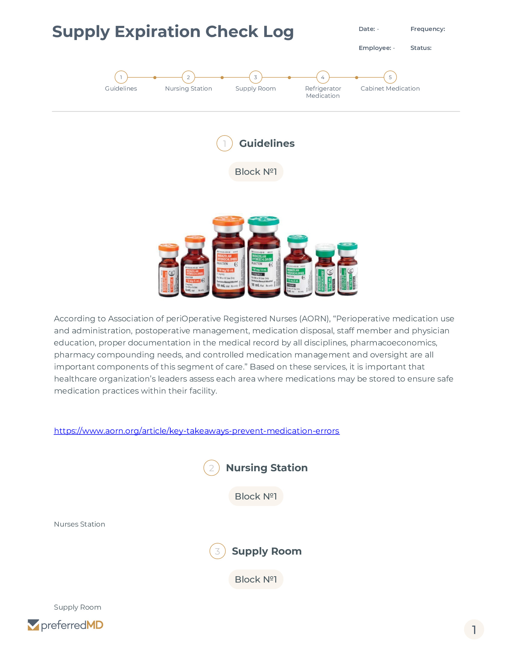 Pre-Op and PACU Supply Expiration Check Log template PDF