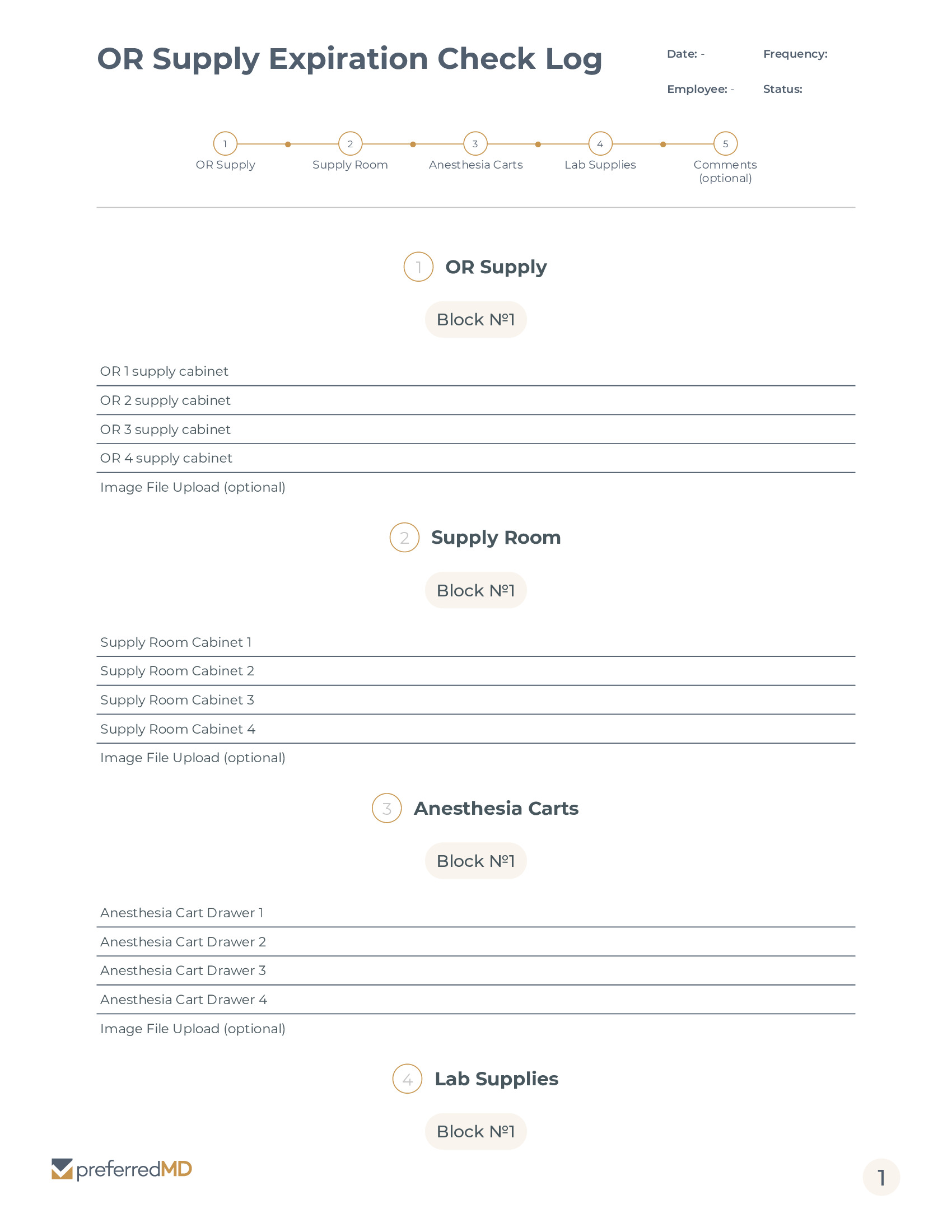 OR Supply Expiration Check Log template PDF