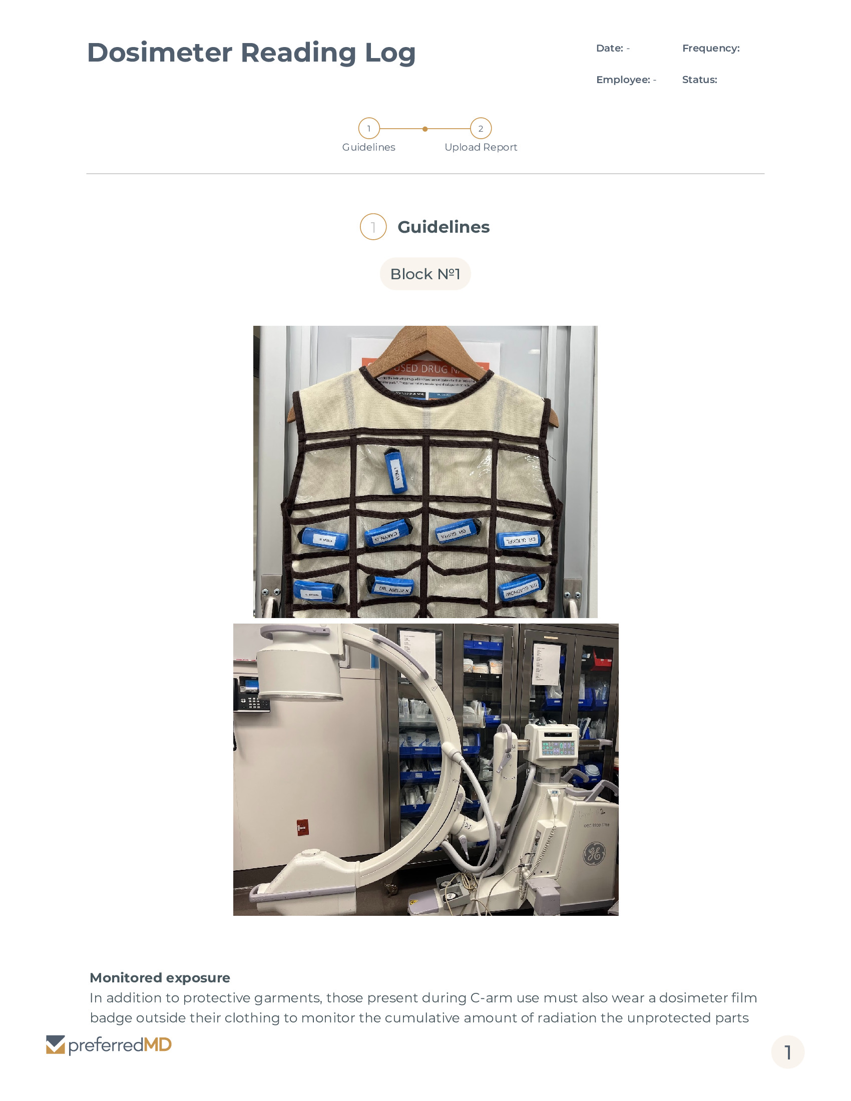 Dosimeter Reading Log template PDF