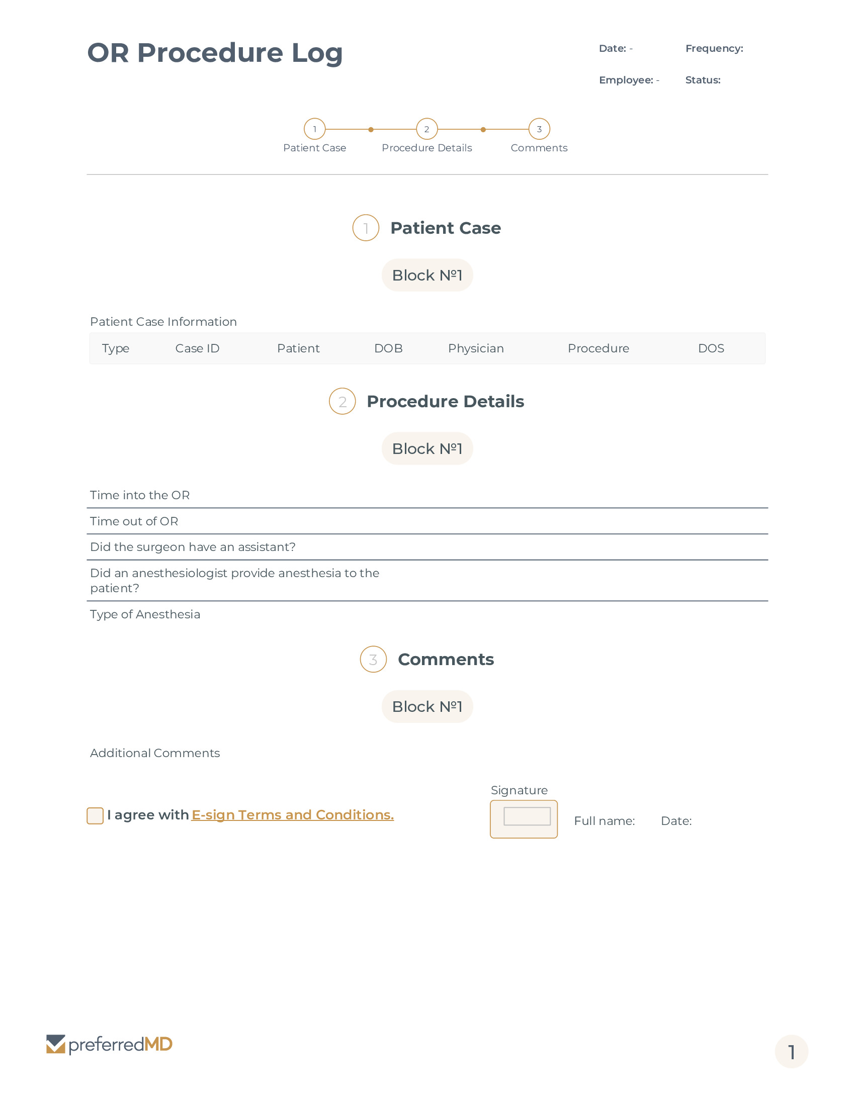 OR Procedure Log template PDF
