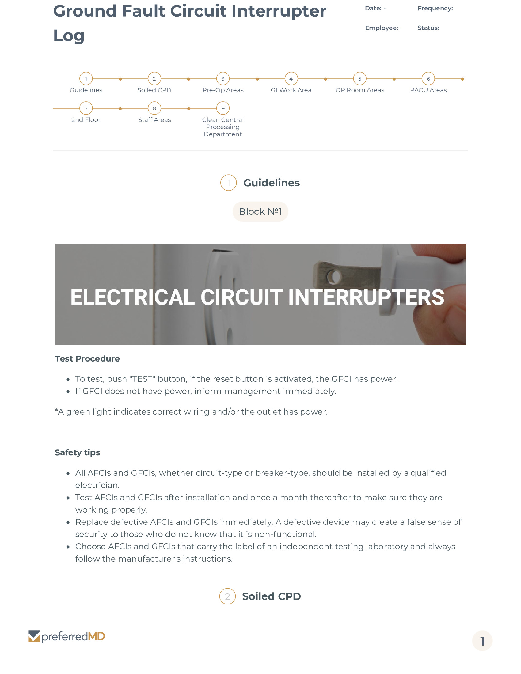 Ground Fault Circuit Interrupter Log template PDF