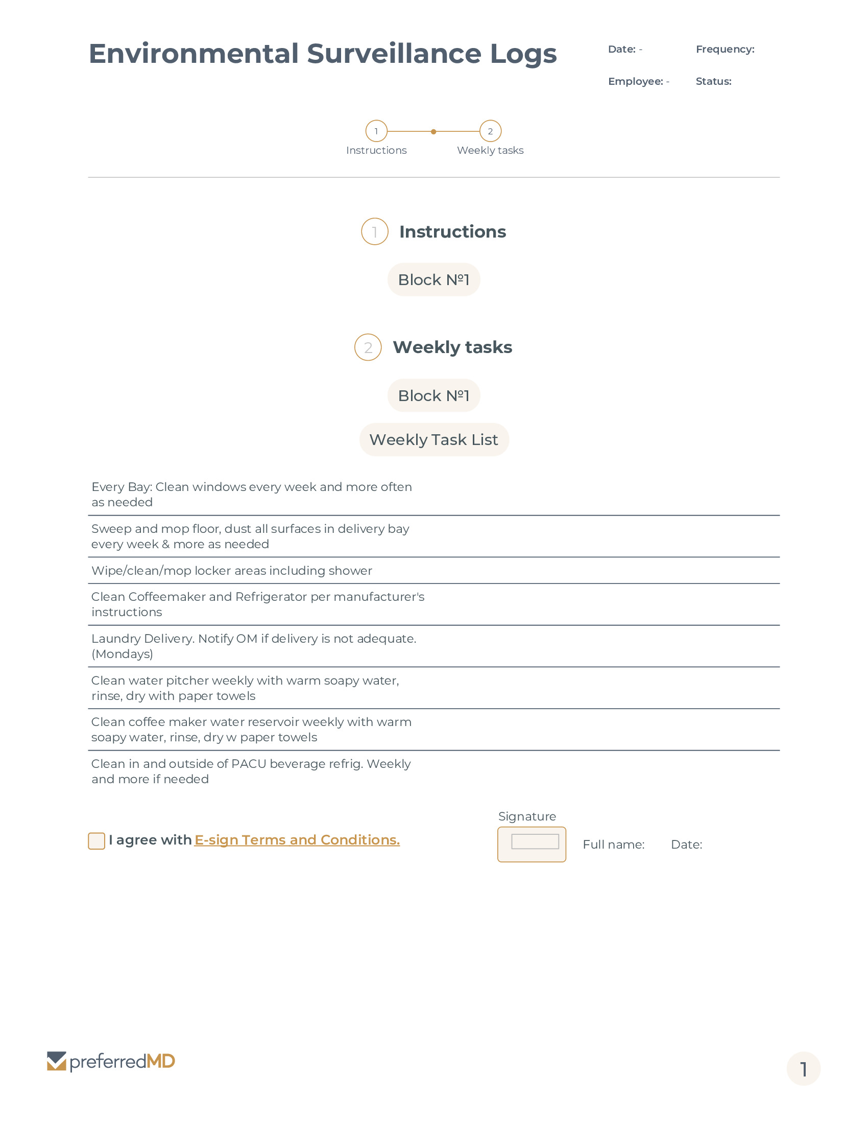 Weekly Environmental Surveillance Log template PDF