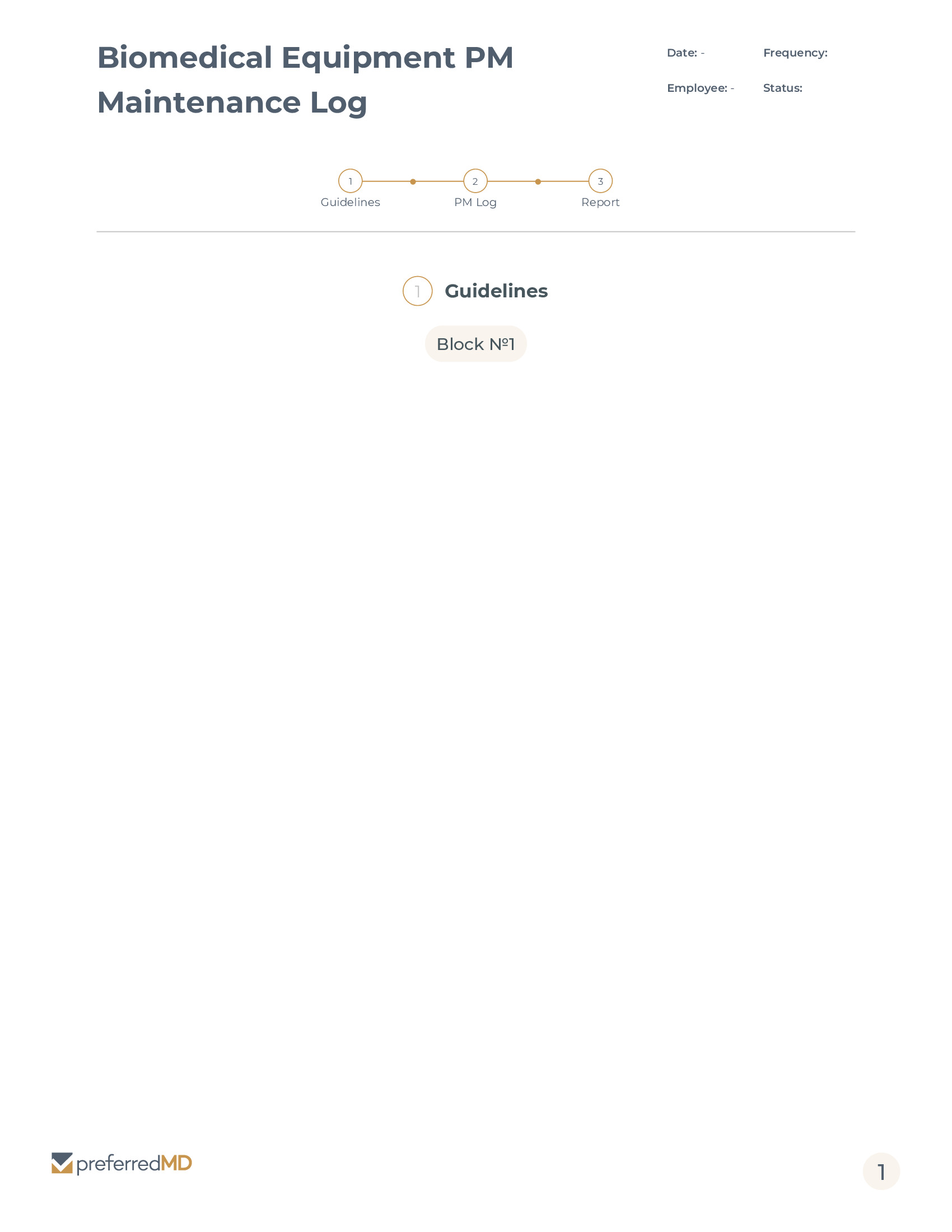 Biomedical Equipment PM Maintenance Log template PDF