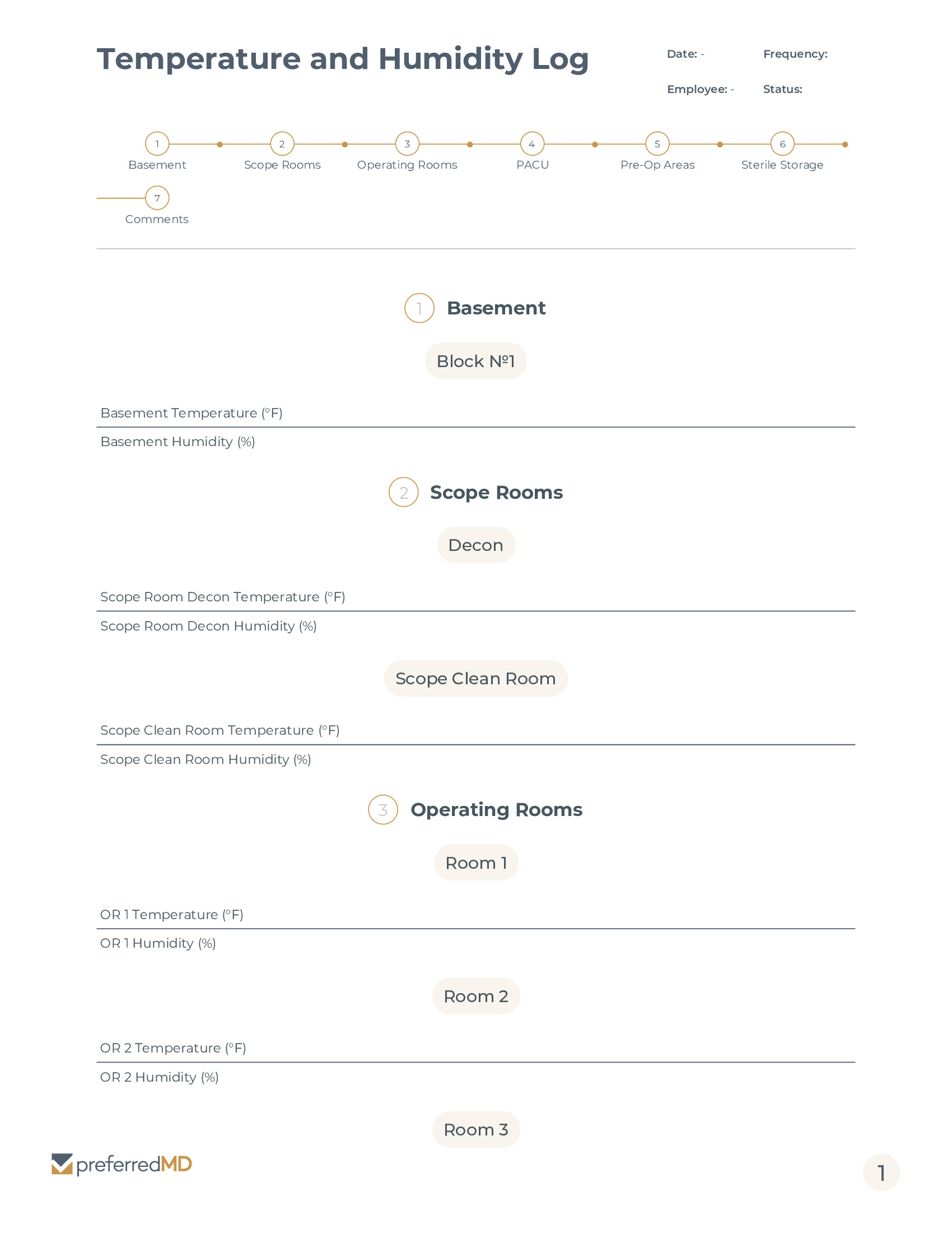 Temperature and Humidity Log template PDF