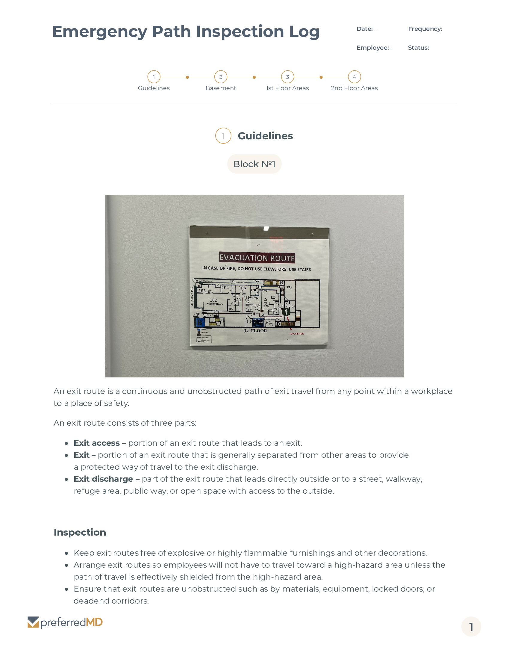 Emergency Path Inspection Log template PDF