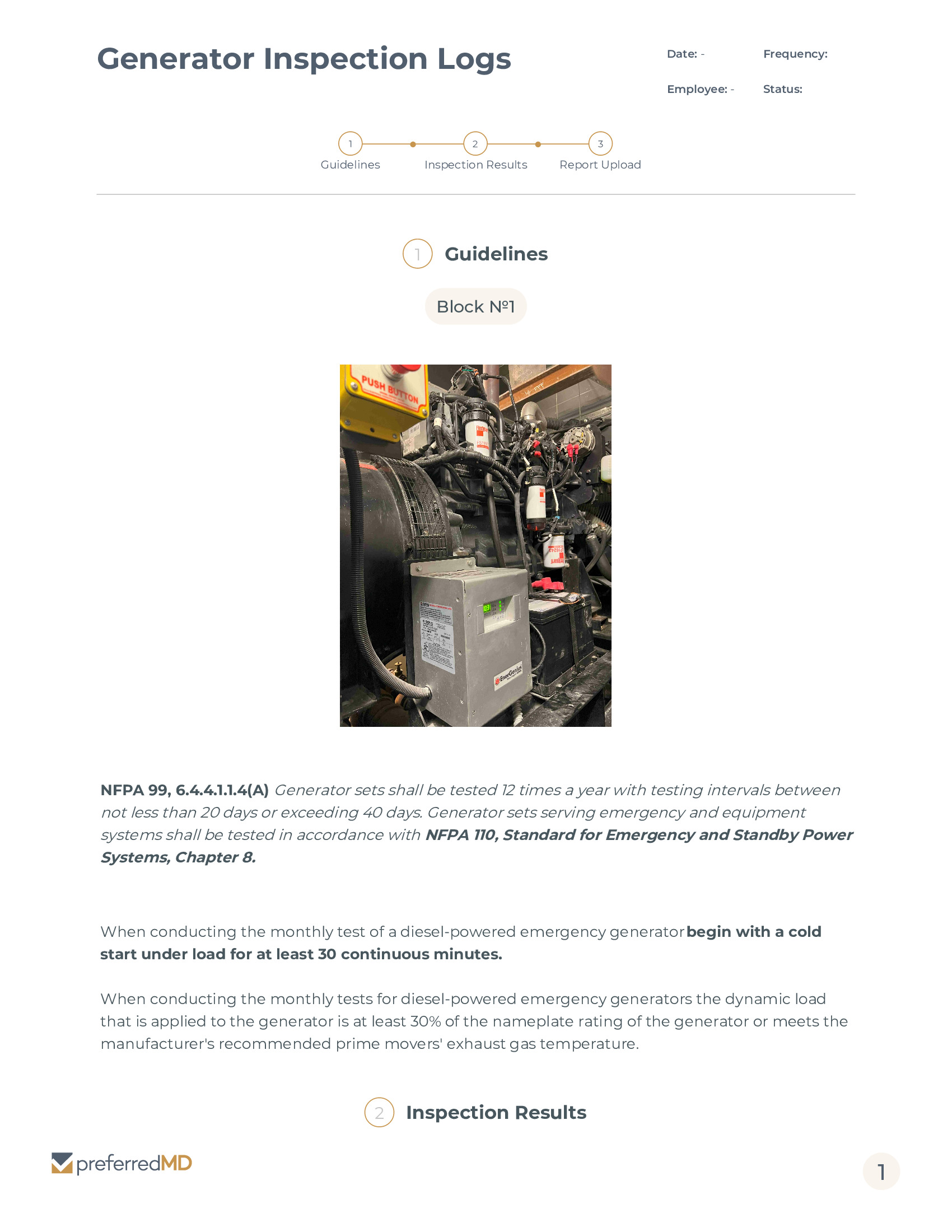 Generator Inspection Logs template PDF