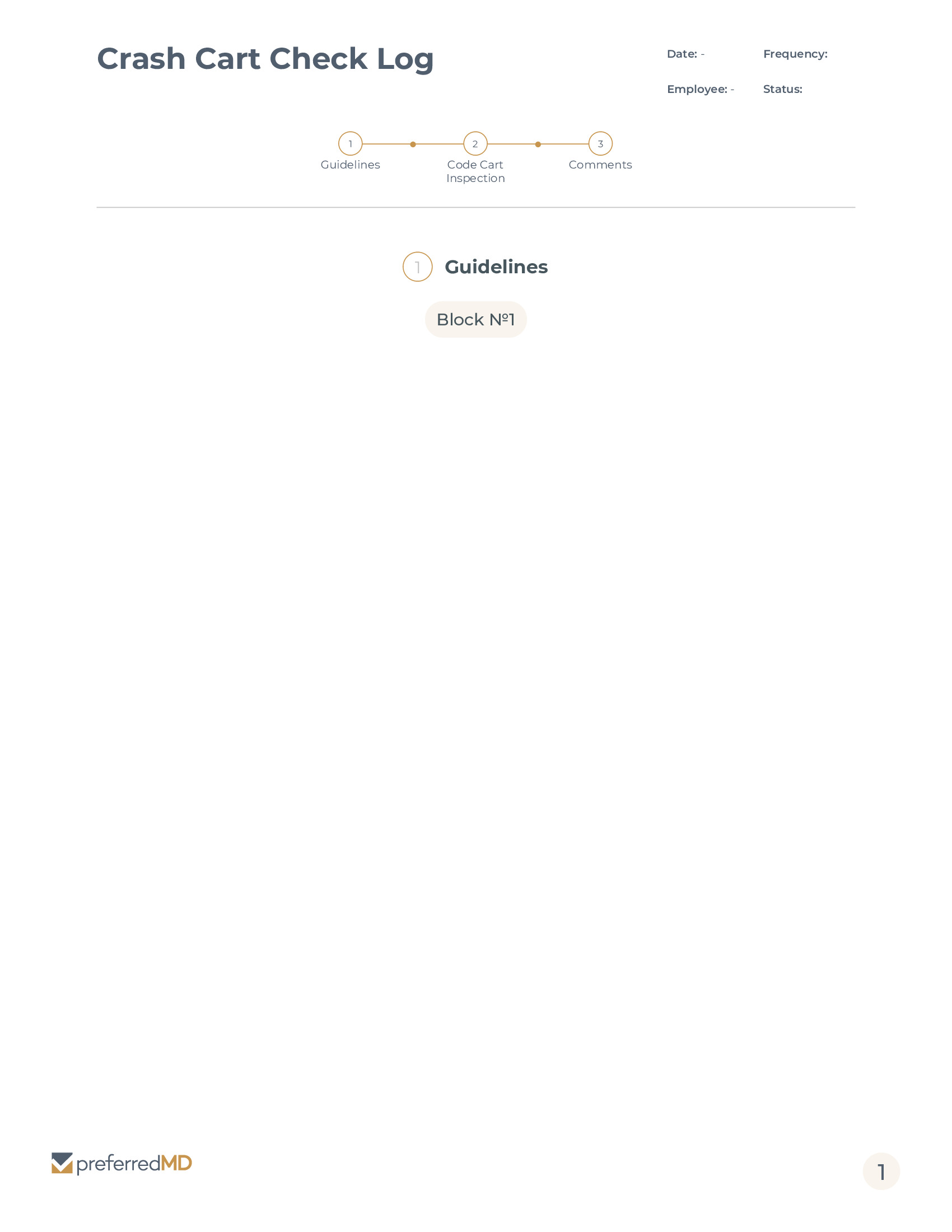 Crash Cart Check Log template PDF