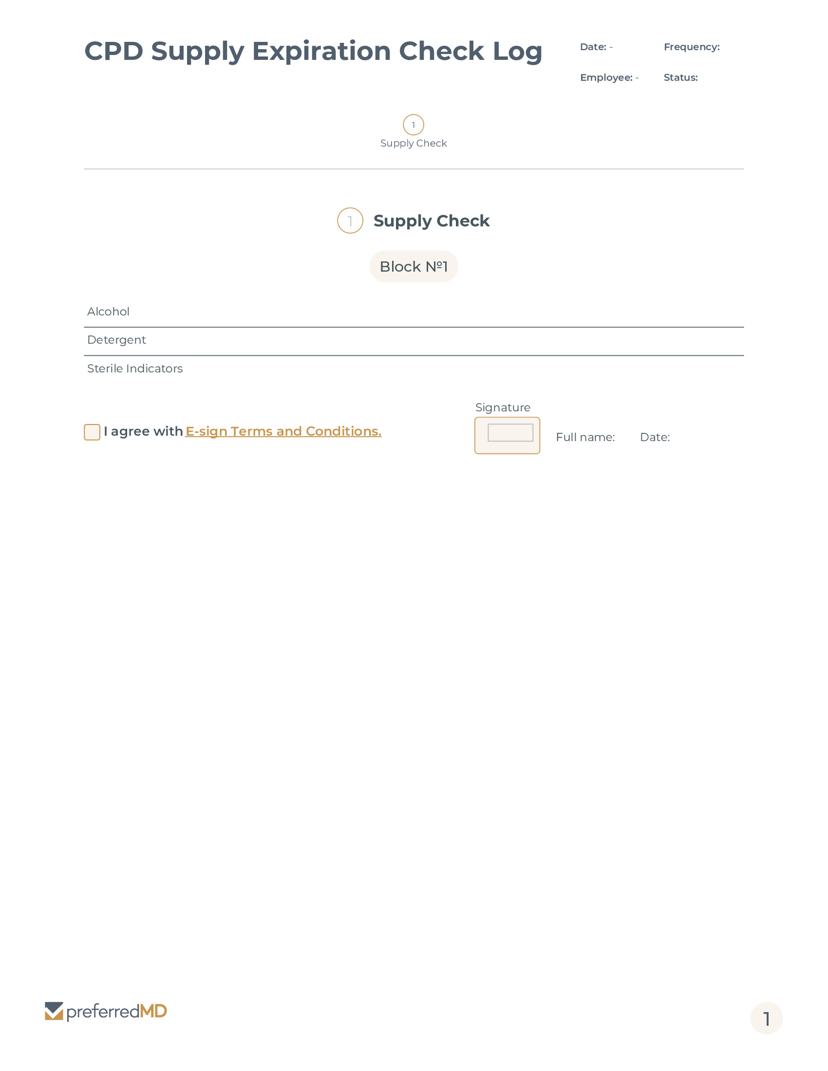 Supply Expiration Check Log template PDF
