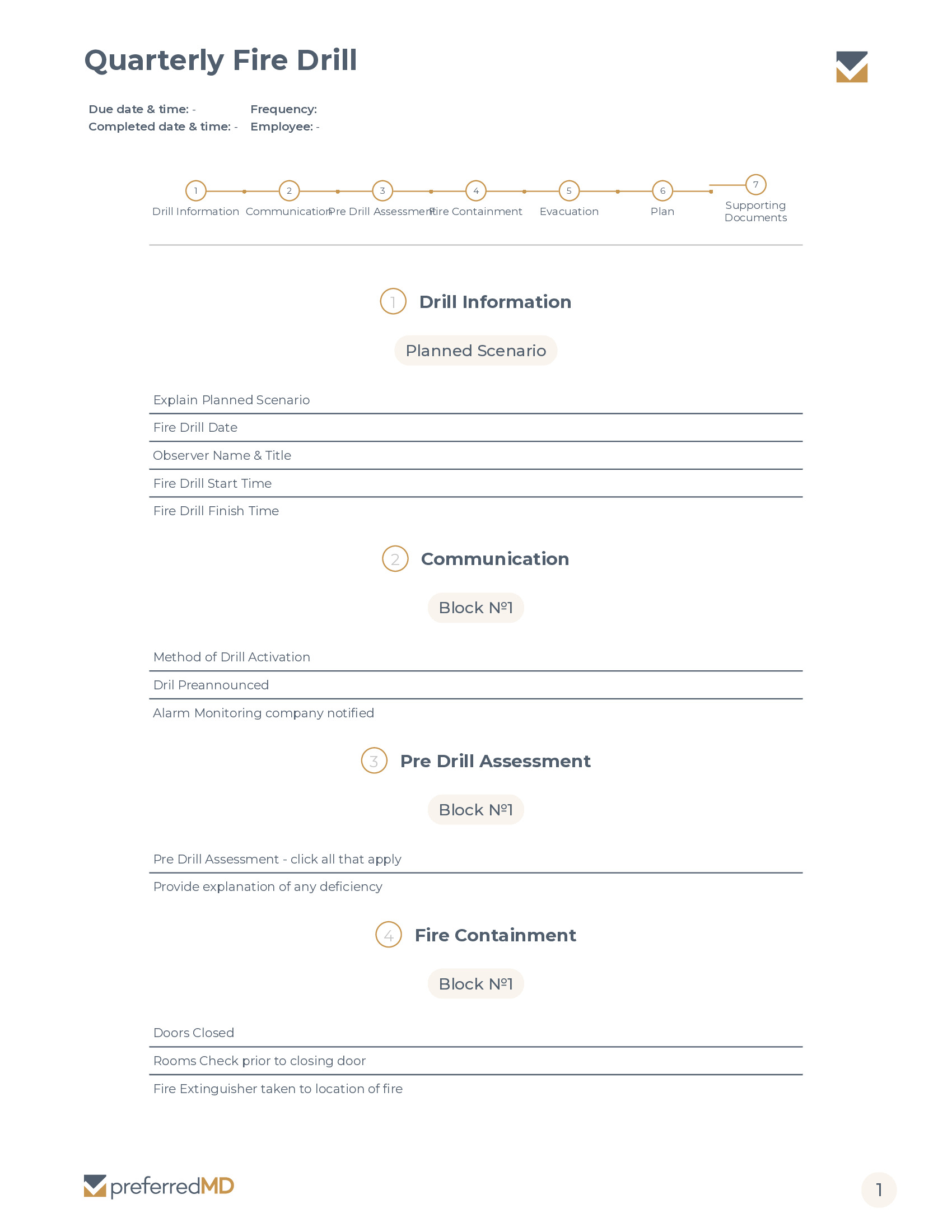 Quarterly Fire Drill template PDF