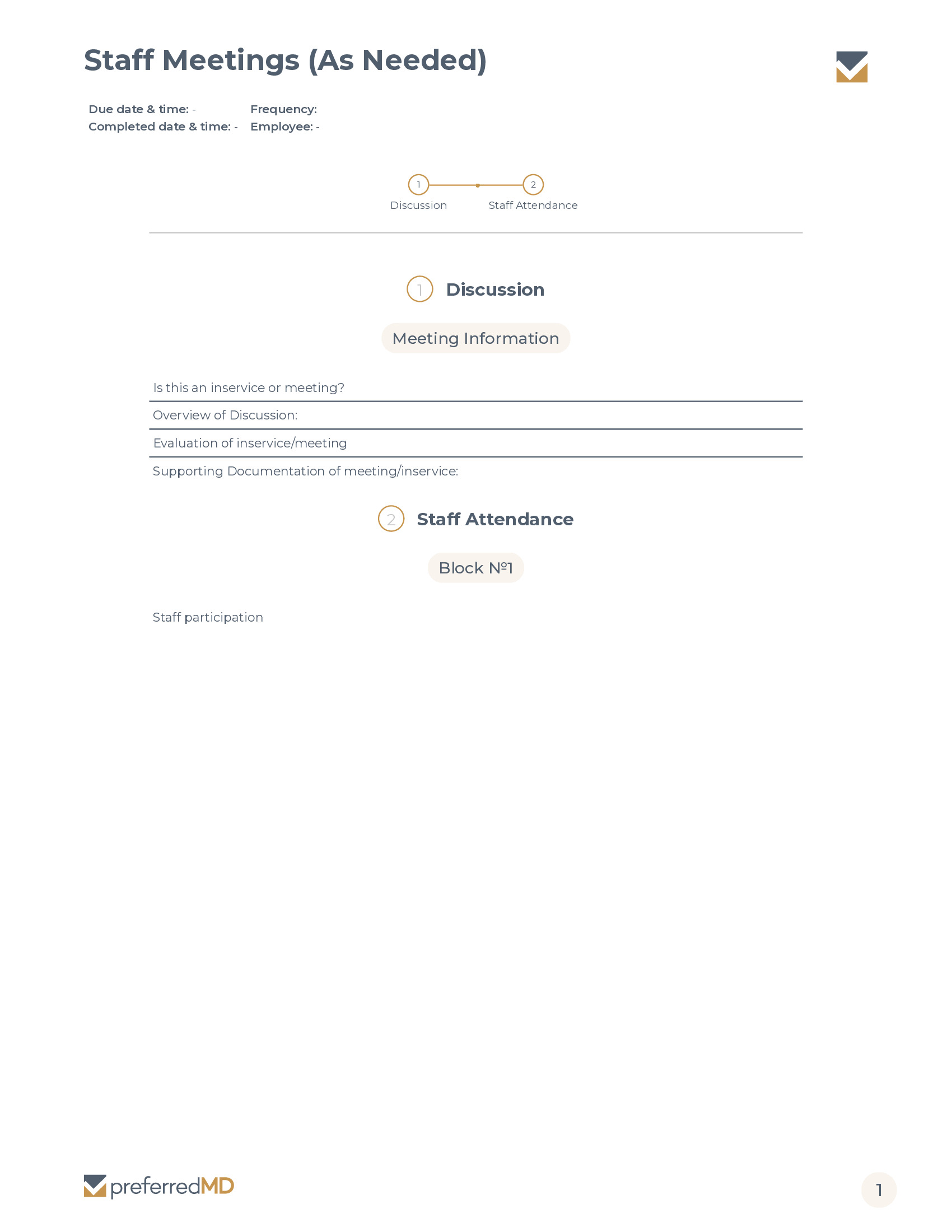 Staff Meetings (As Needed) template PDF