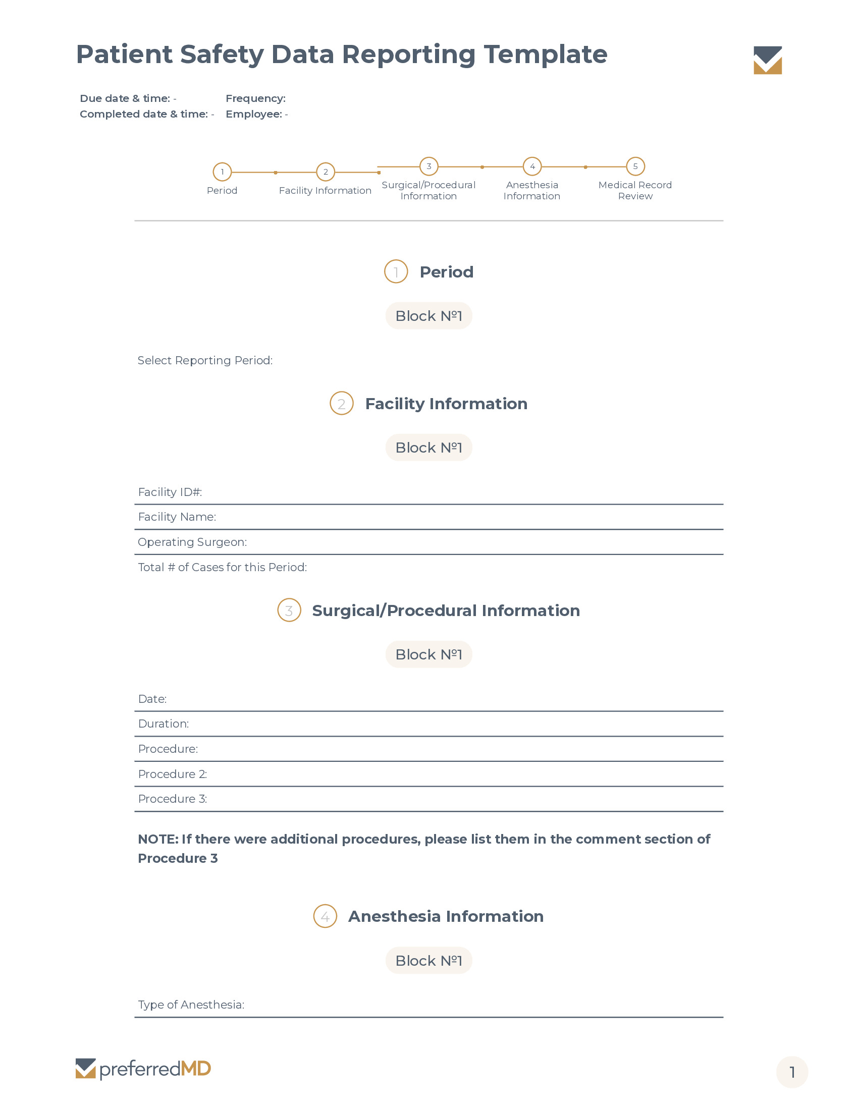 Patient Safety Data Reporting template PDF