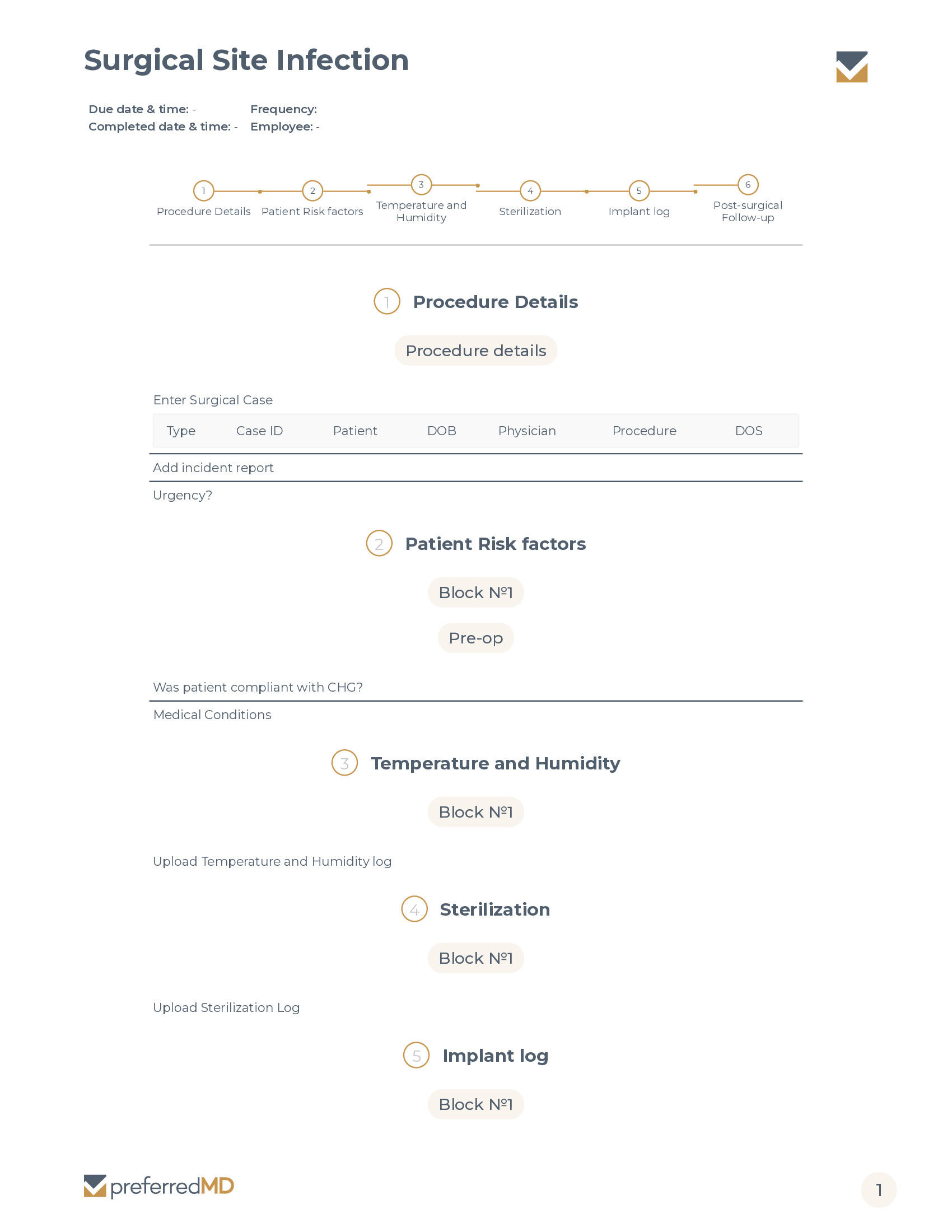 Surgical Site Infection template PDF