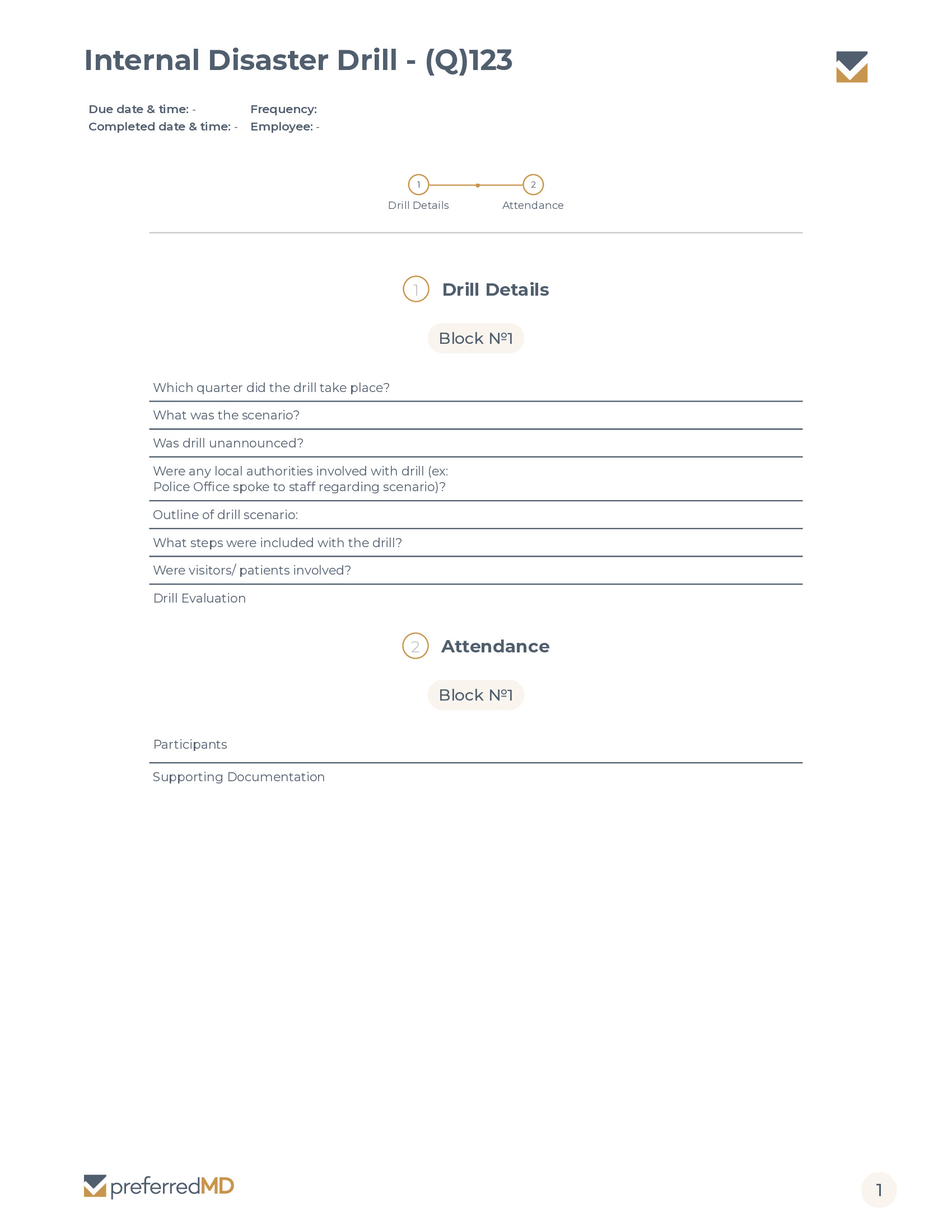 Internal Disaster Drill - (Q)123 template PDF