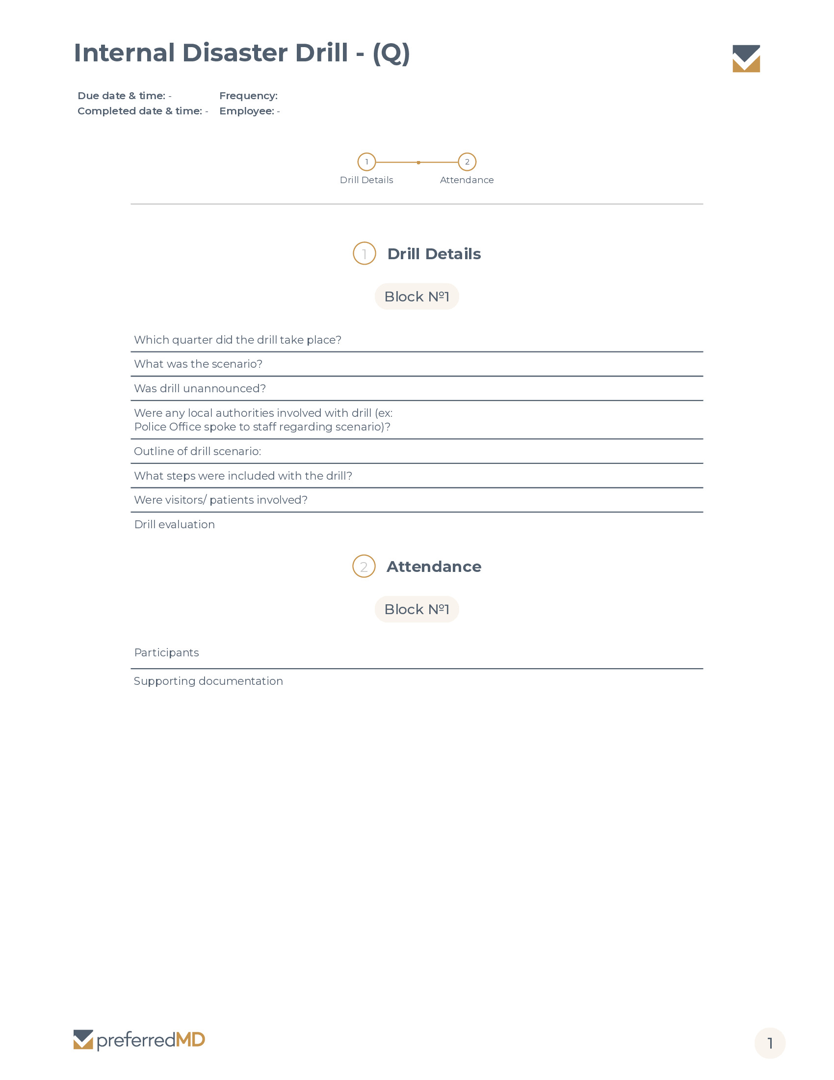 Internal Disaster Drill - (Q) template PDF