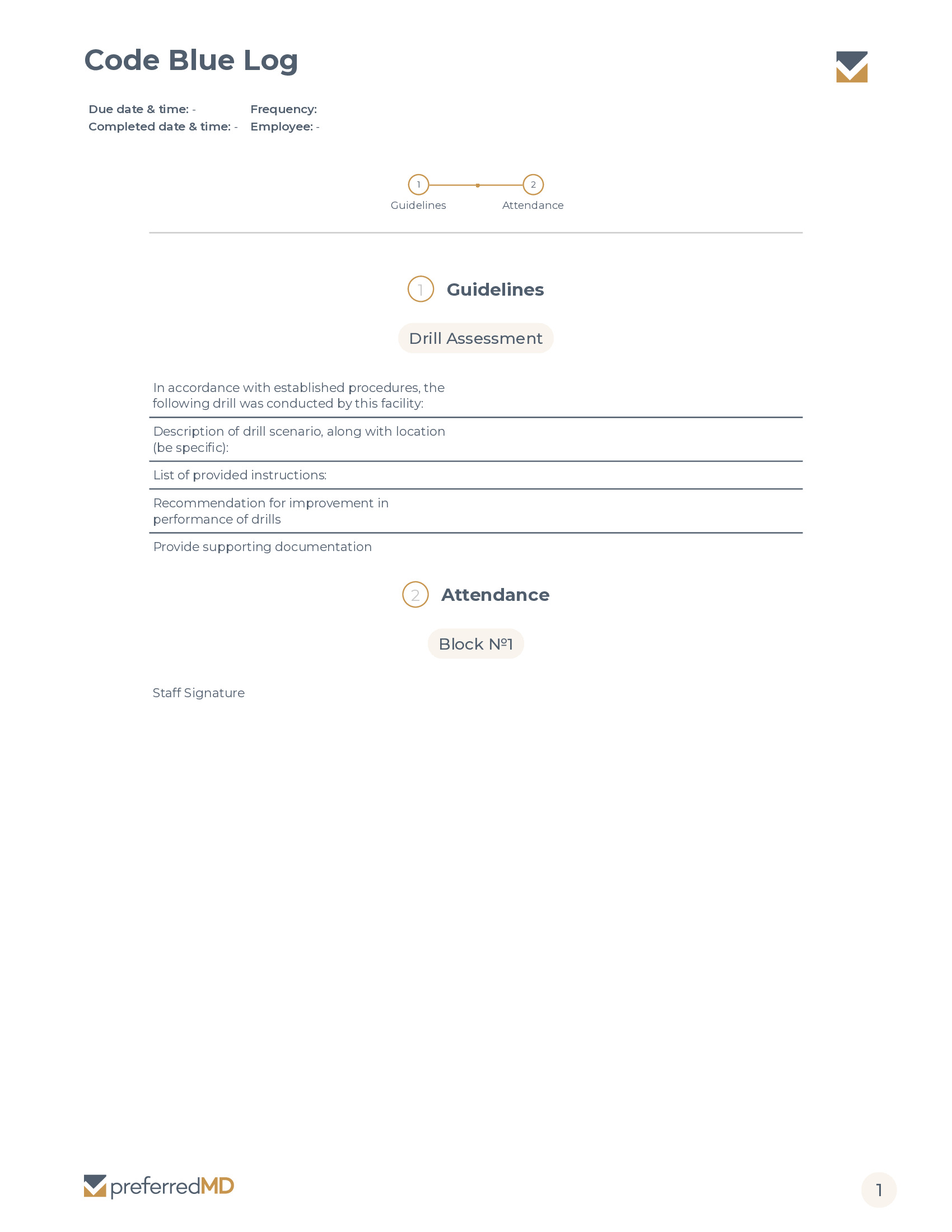 Code Blue Log template PDF