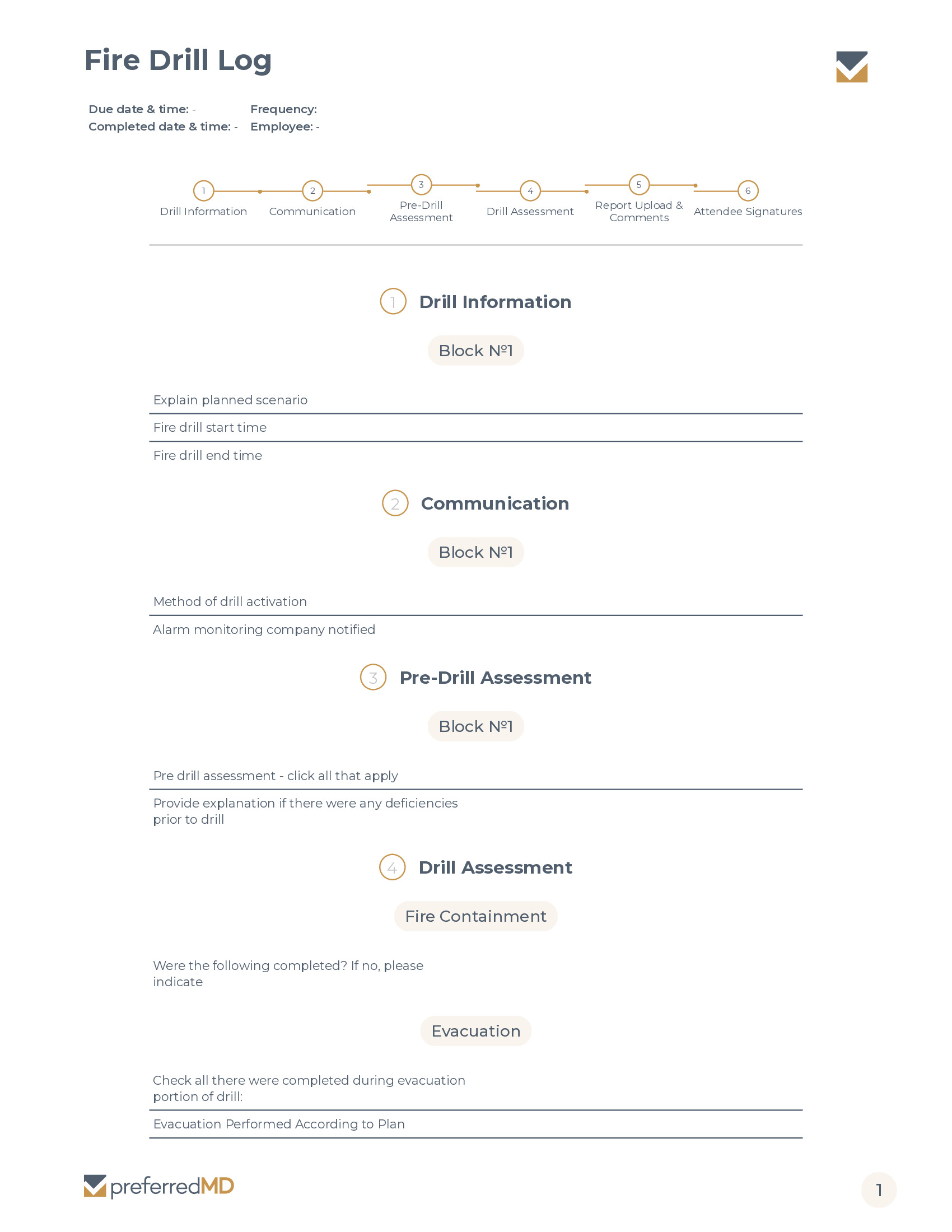 Fire Drill Log template PDF