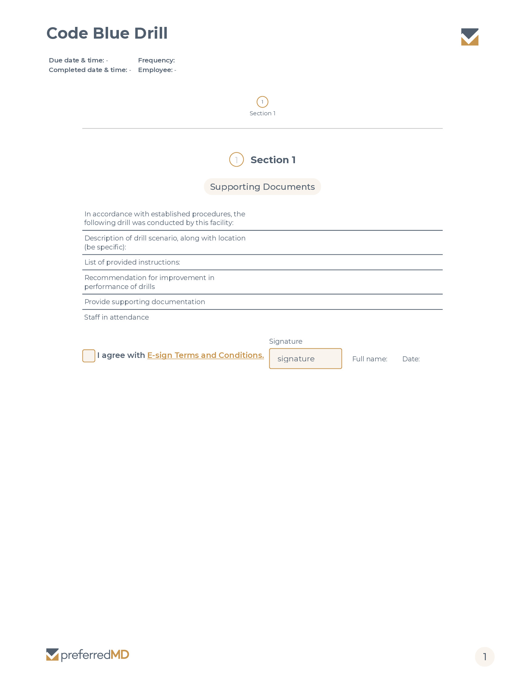 Code Blue Drill template PDF