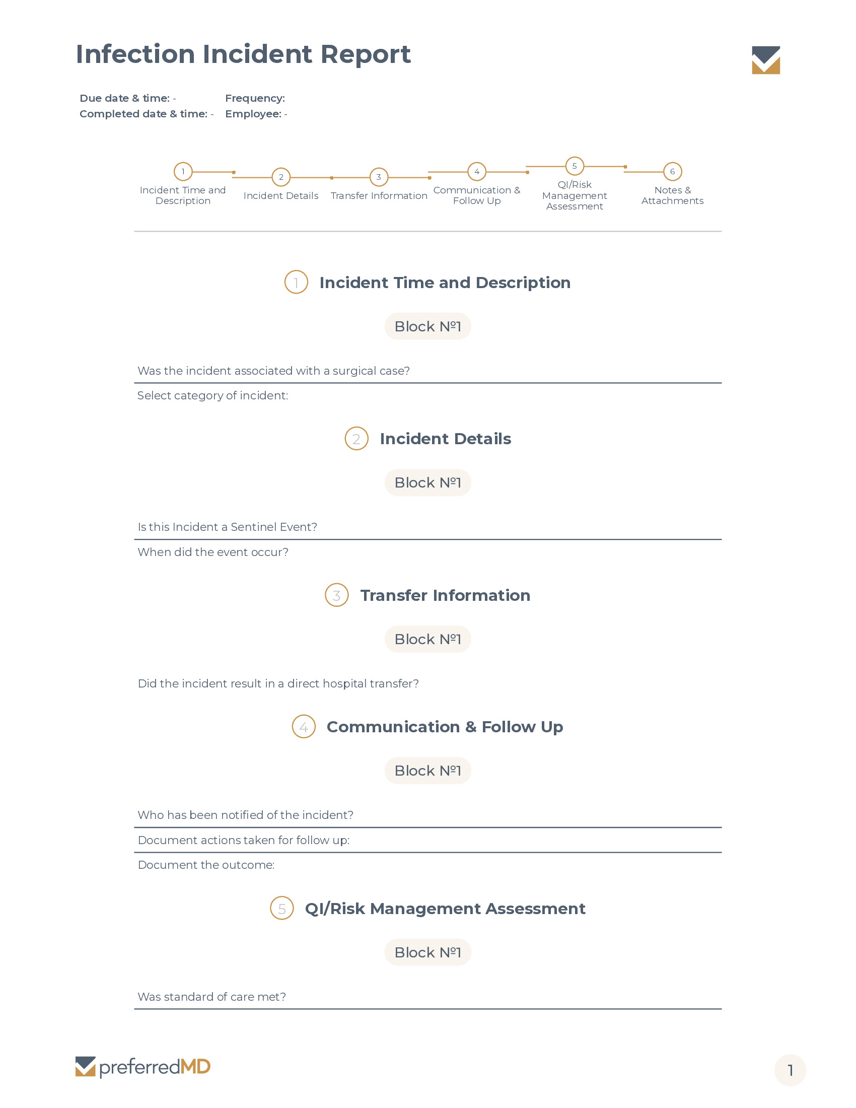 Infection Incident Report template PDF