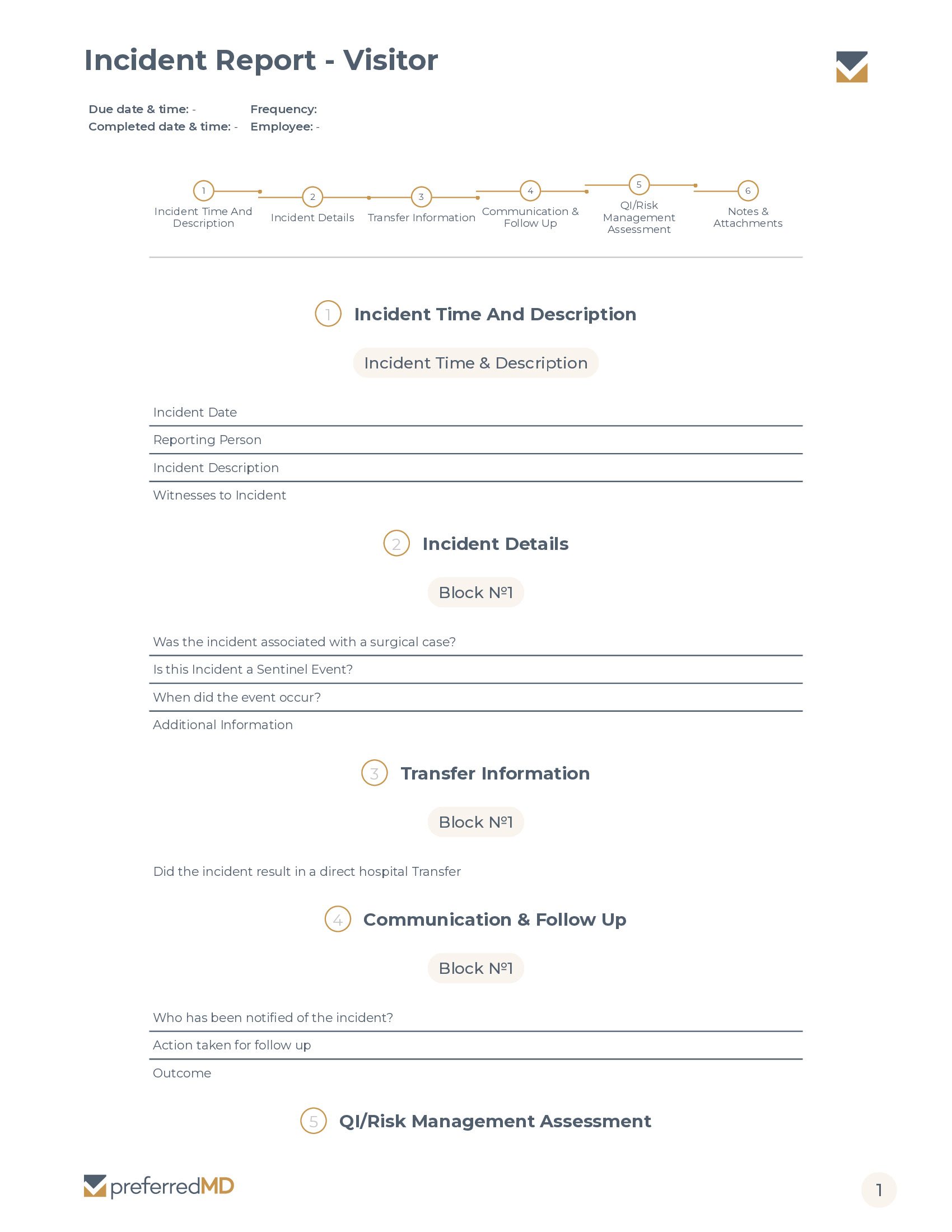 Incident Report - Visitor template PDF