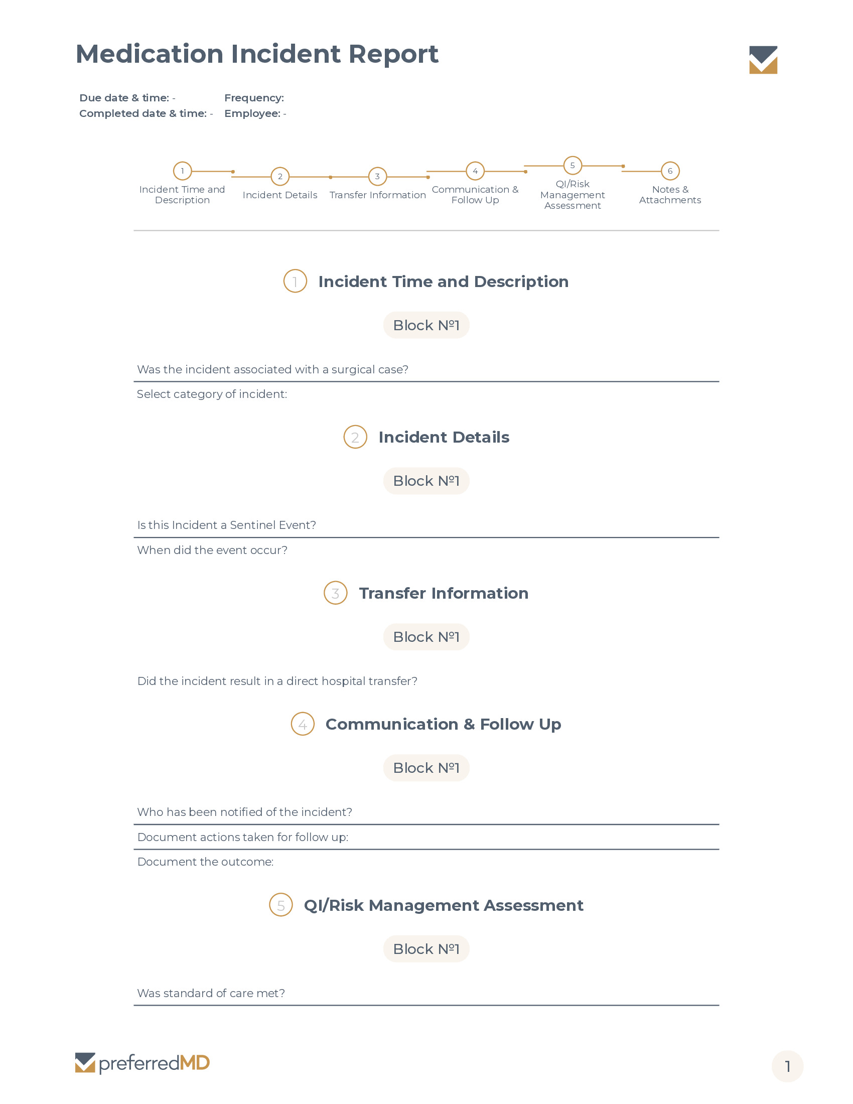 Medication Incident Report template PDF