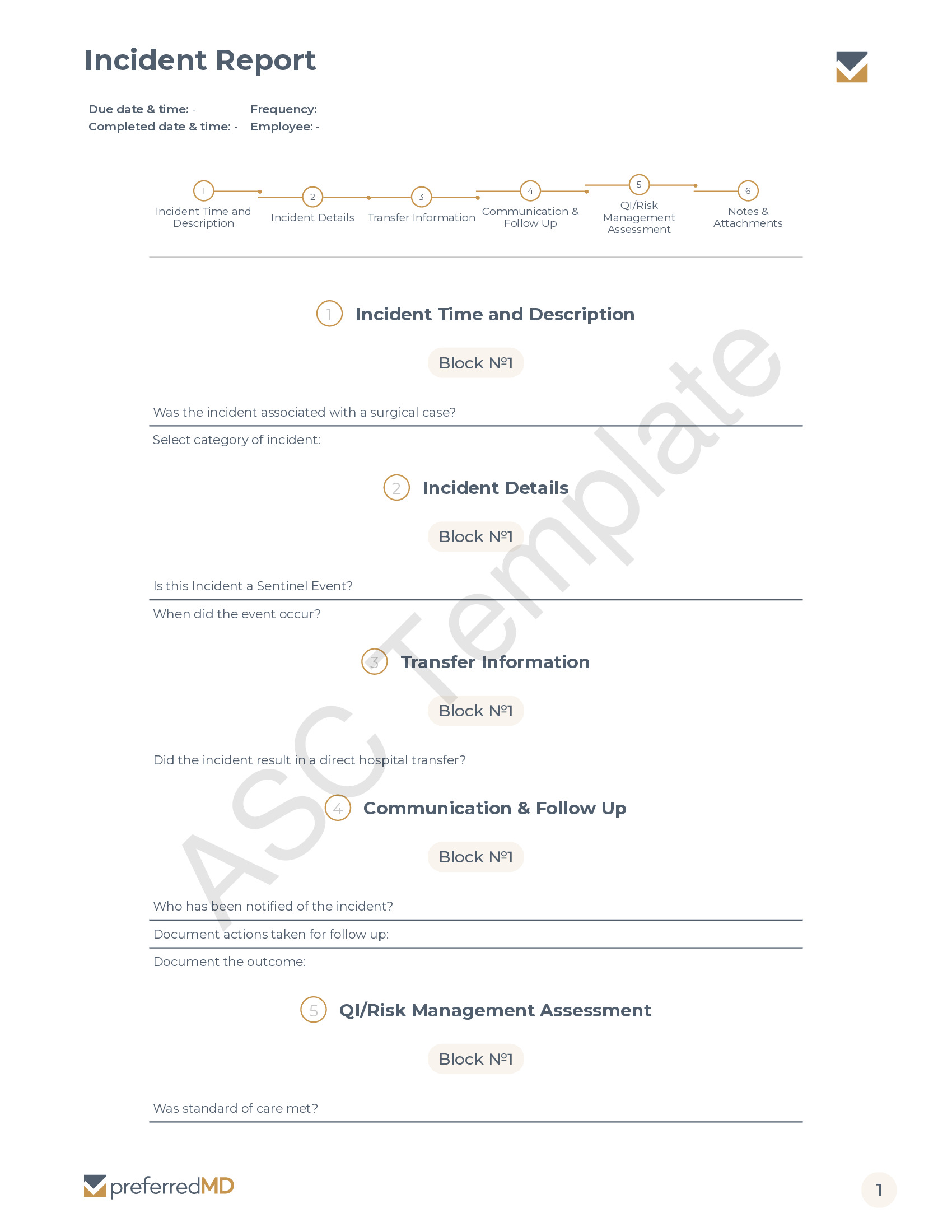 Incident Report template PDF