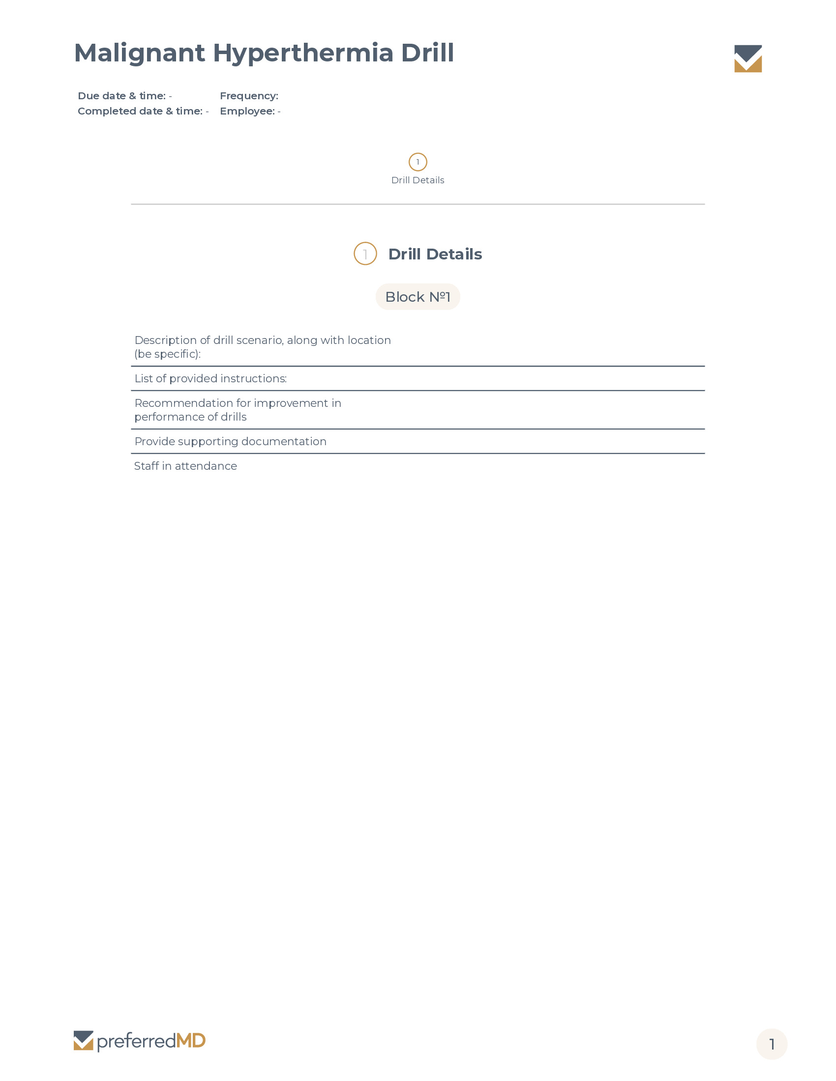 Malignant Hyperthermia Drill template PDF