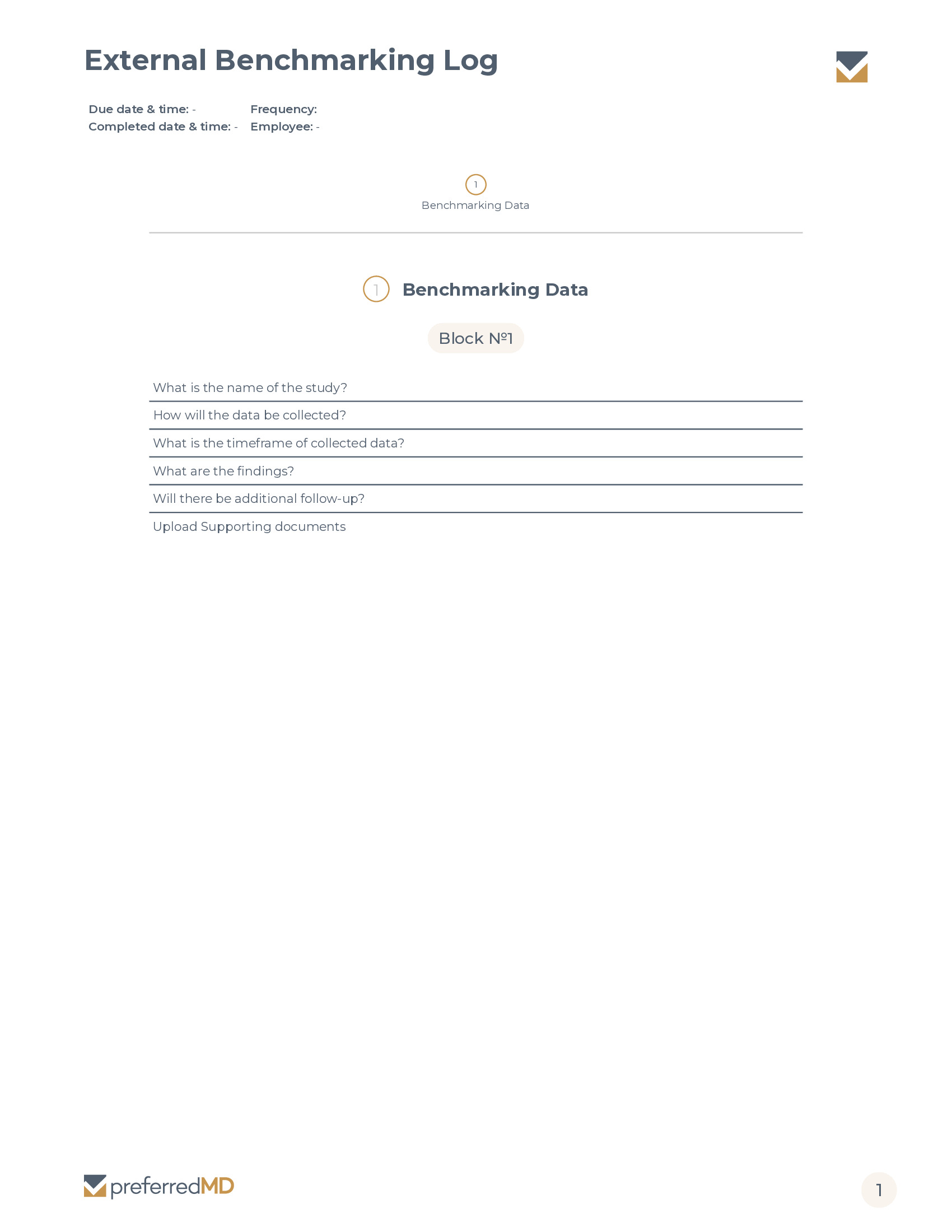External Benchmarking Log template PDF