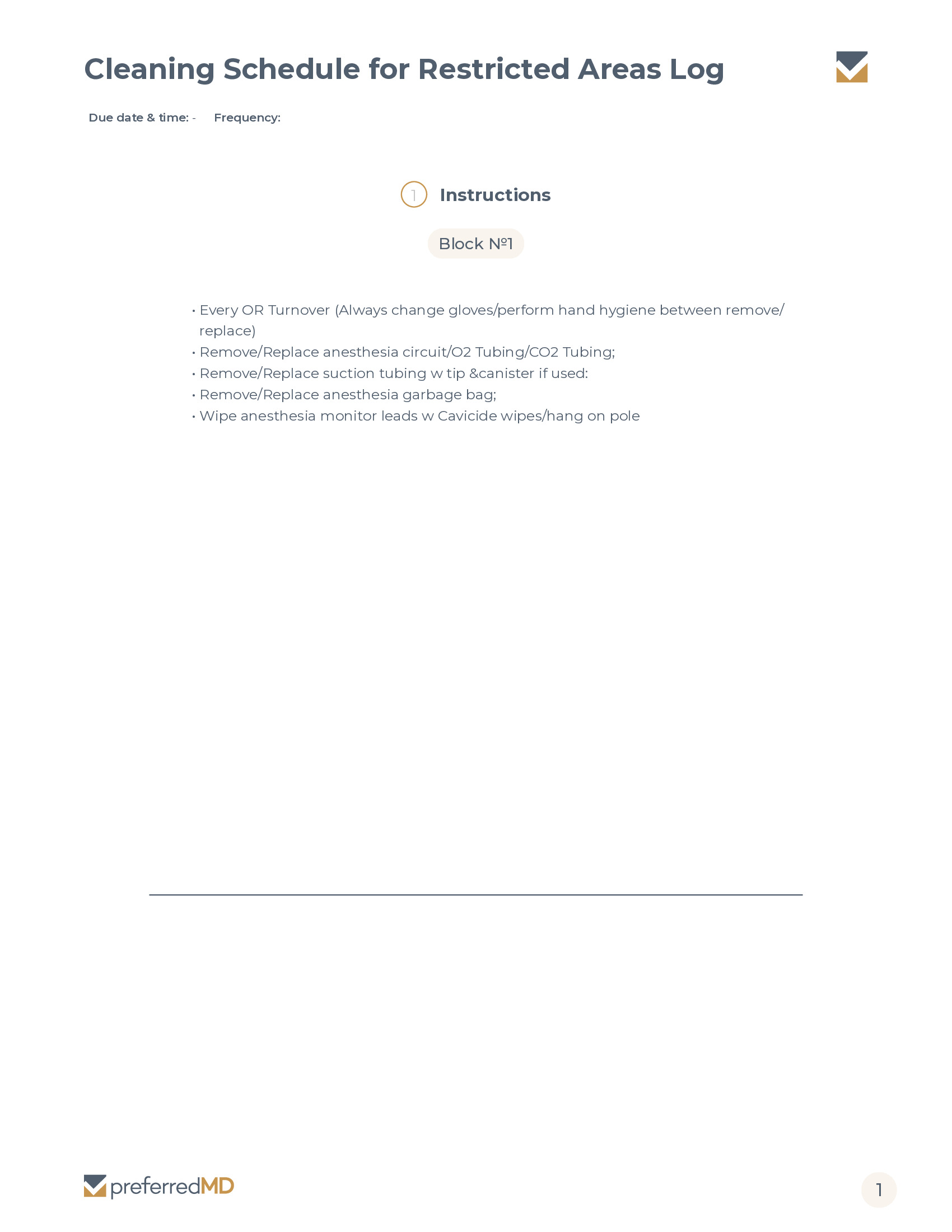 Weekly Support Staff Restricted Areas Cleaning Log template PDF