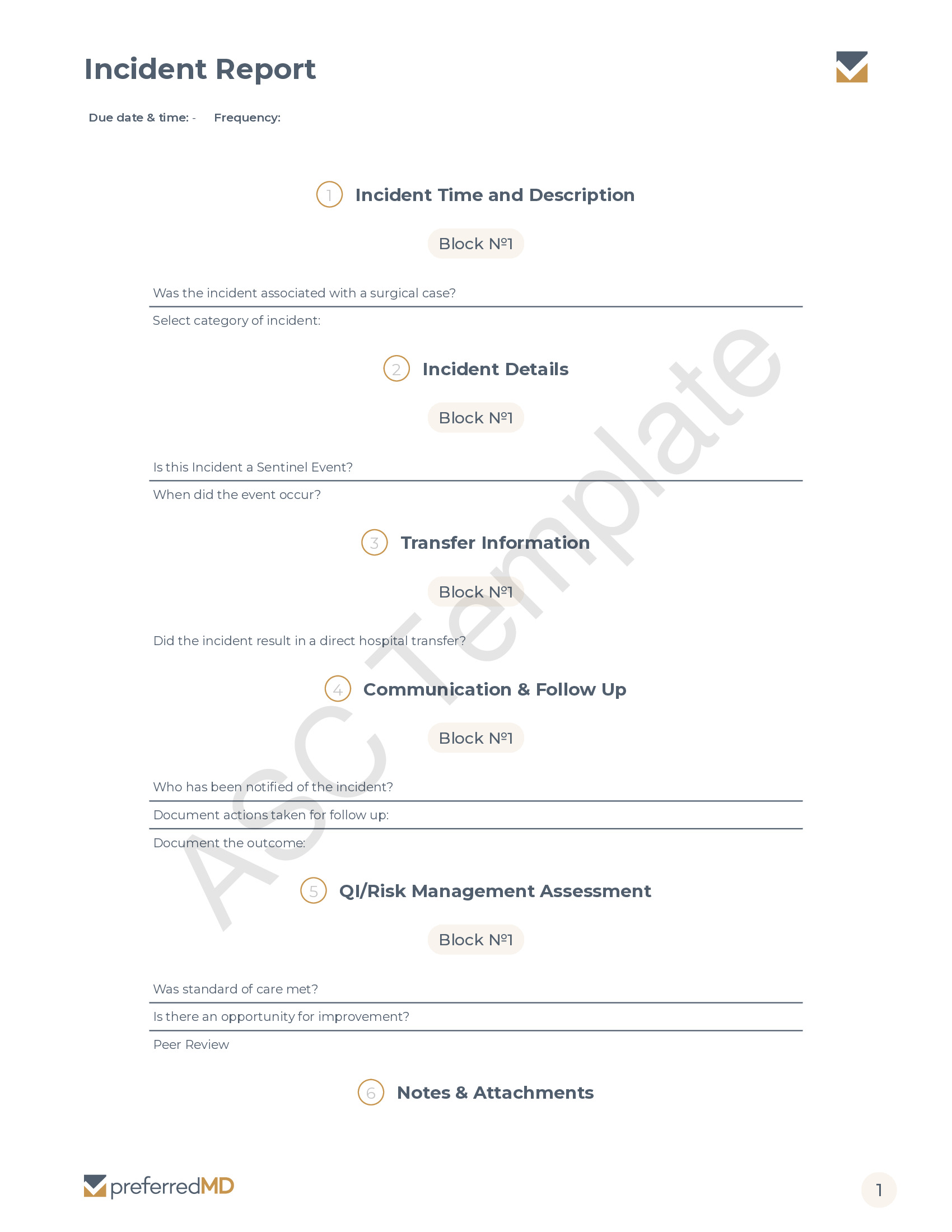Incident Report template PDF