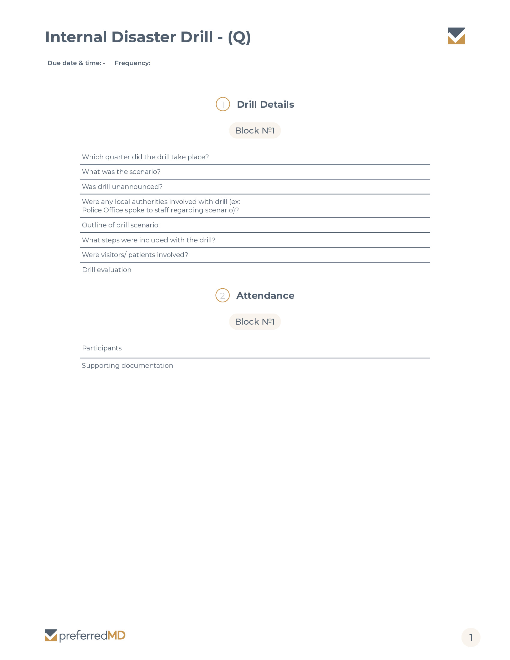 Internal Disaster Drill - (Q) template PDF
