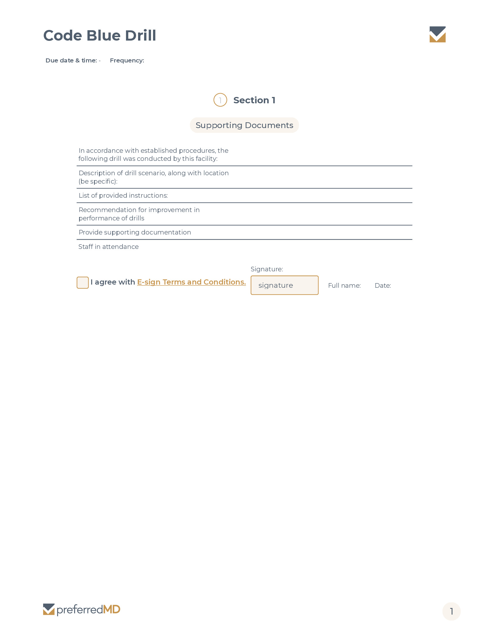 Code Blue Drill template PDF