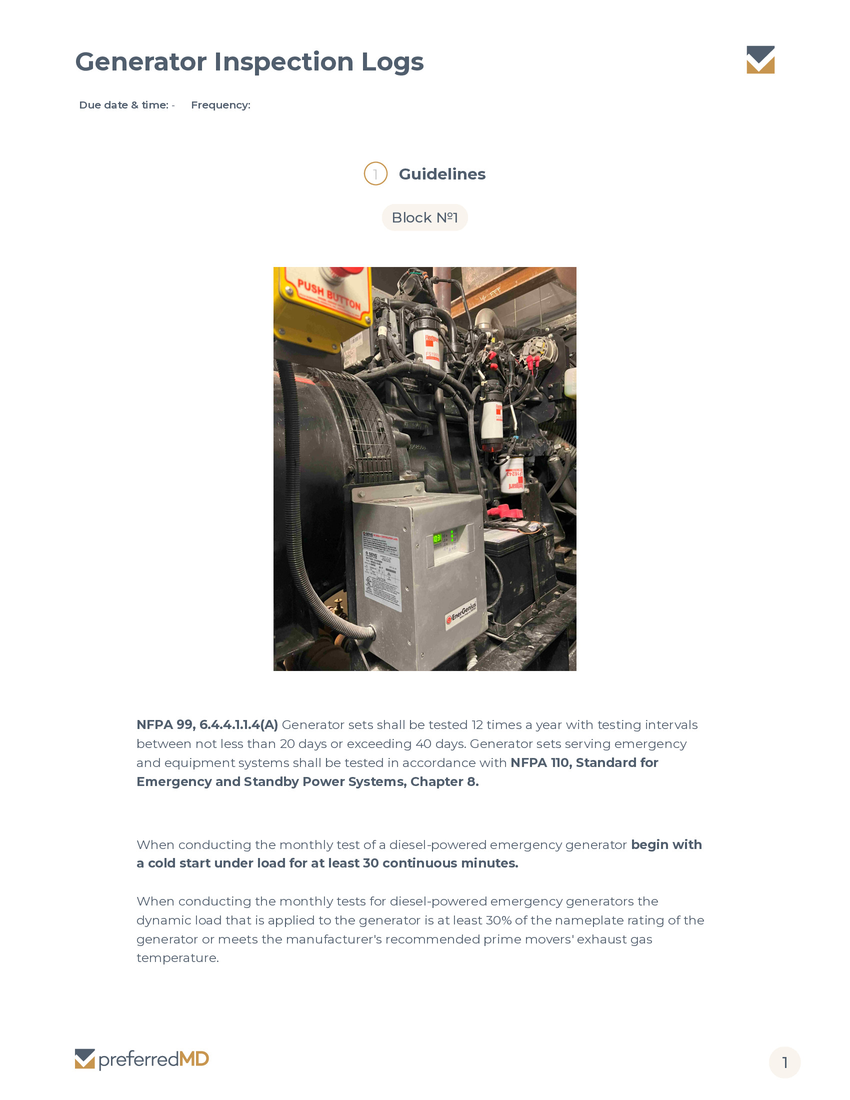 Generator Inspection Logs template PDF