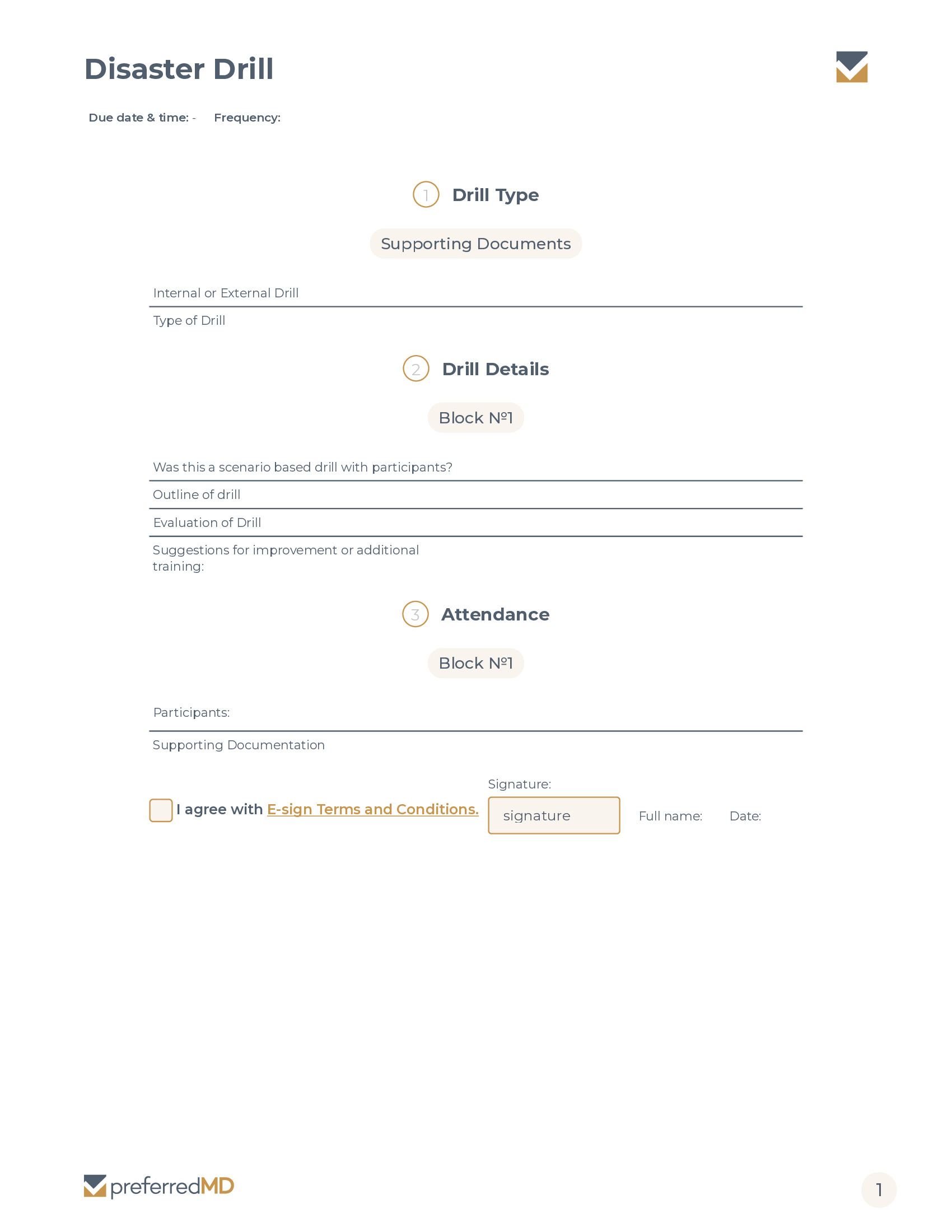 Disaster Drill template PDF