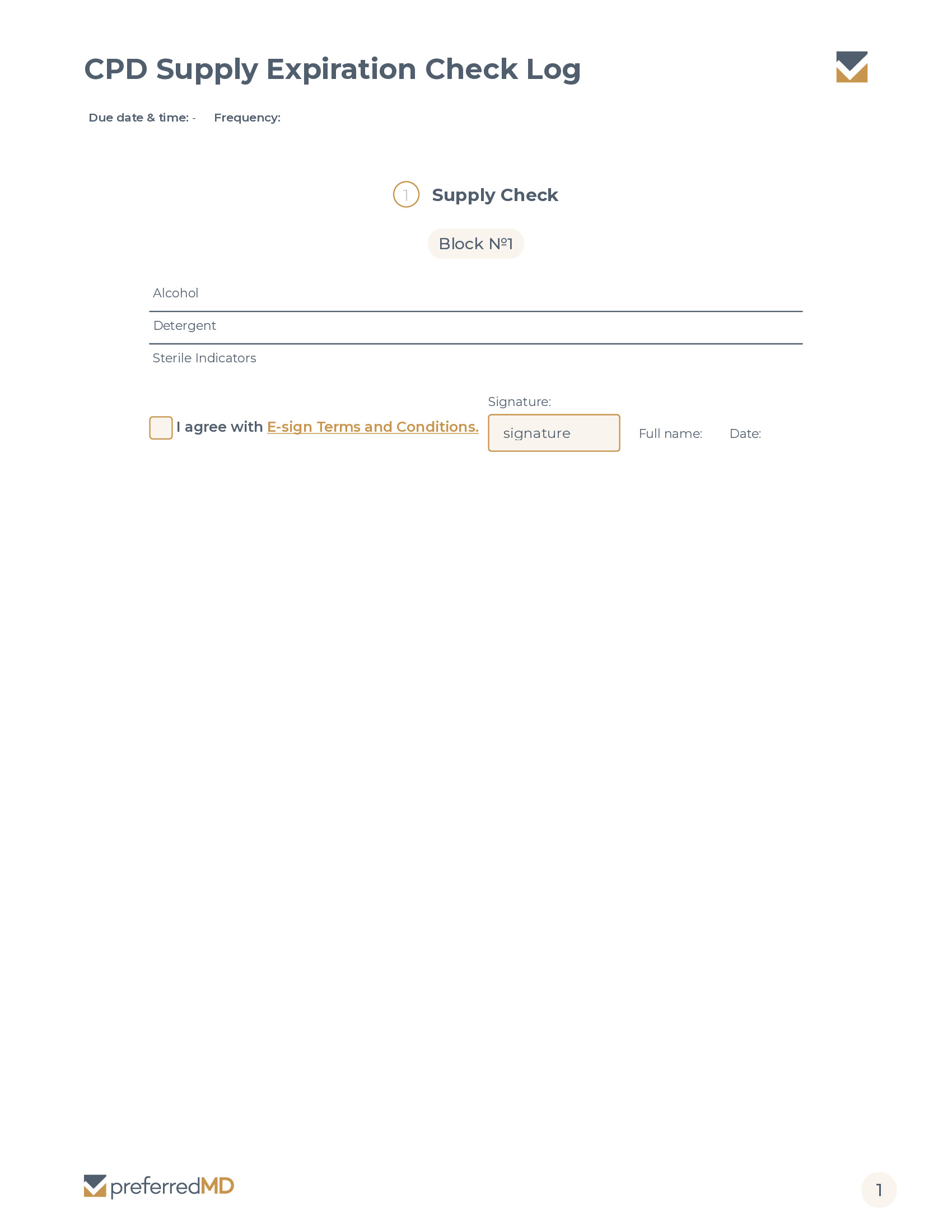 Supply Expiration Check Log template PDF