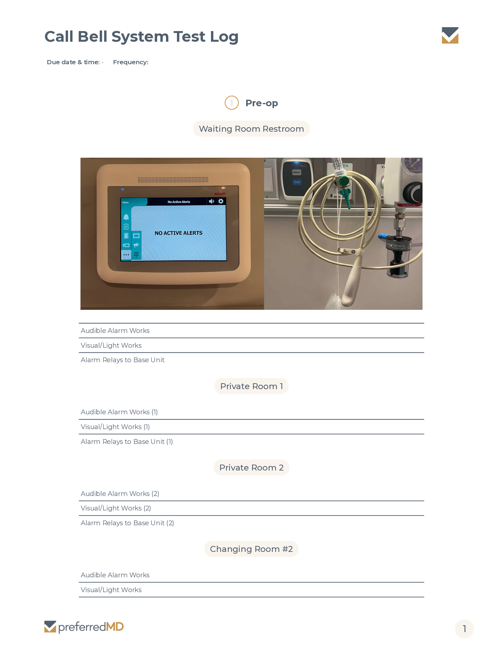 Call Bell System Test Log template PDF