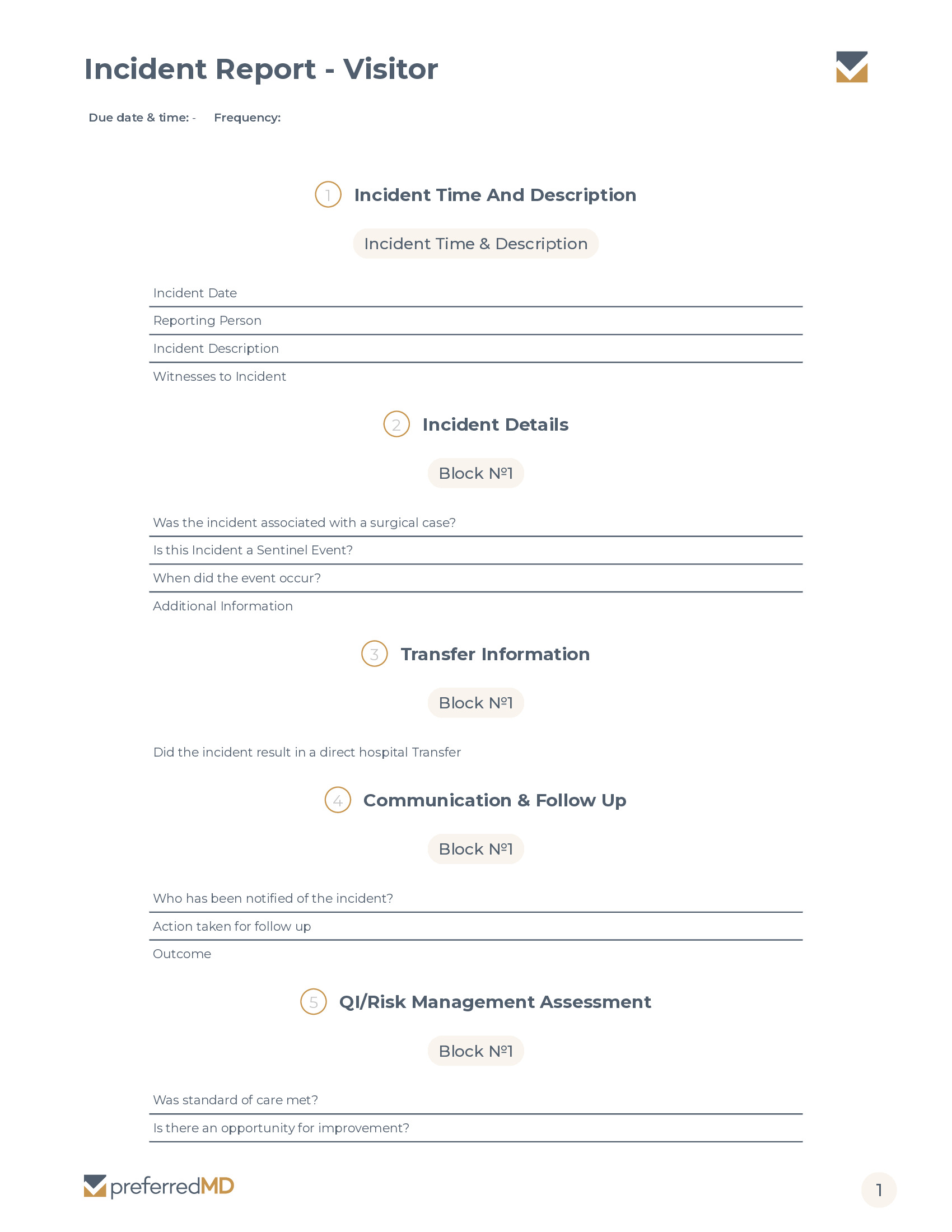 Incident Report - Visitor template PDF