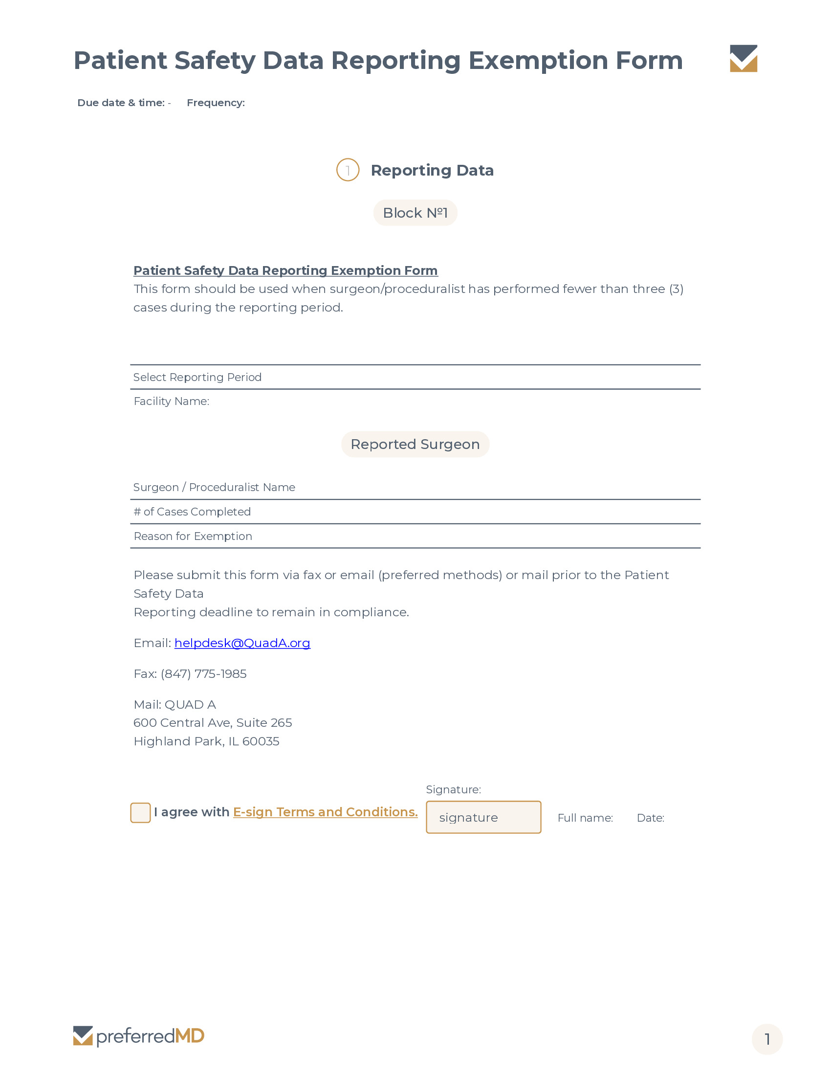 Patient Safety Data Reporting Exemption Form template PDF