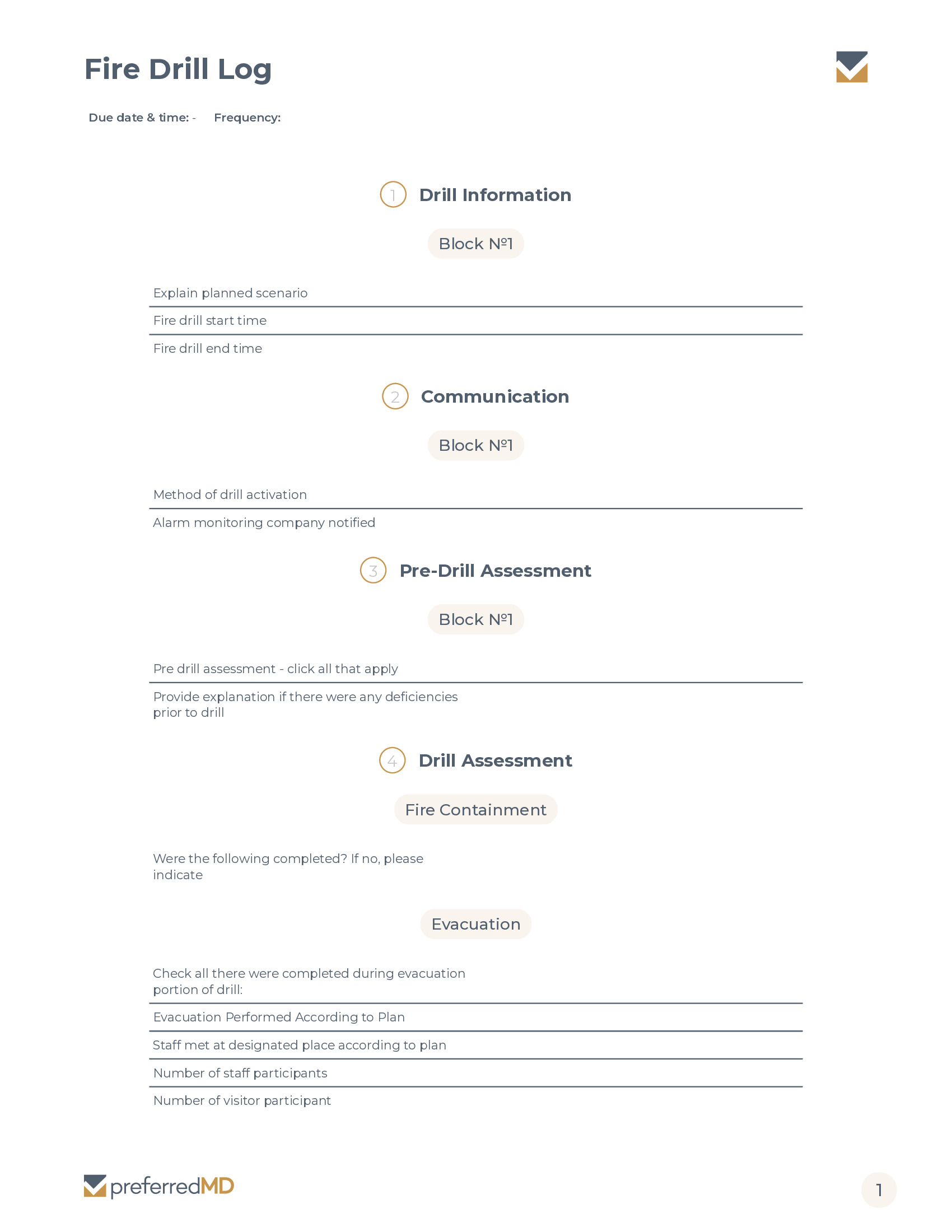 Fire Drill Log template PDF