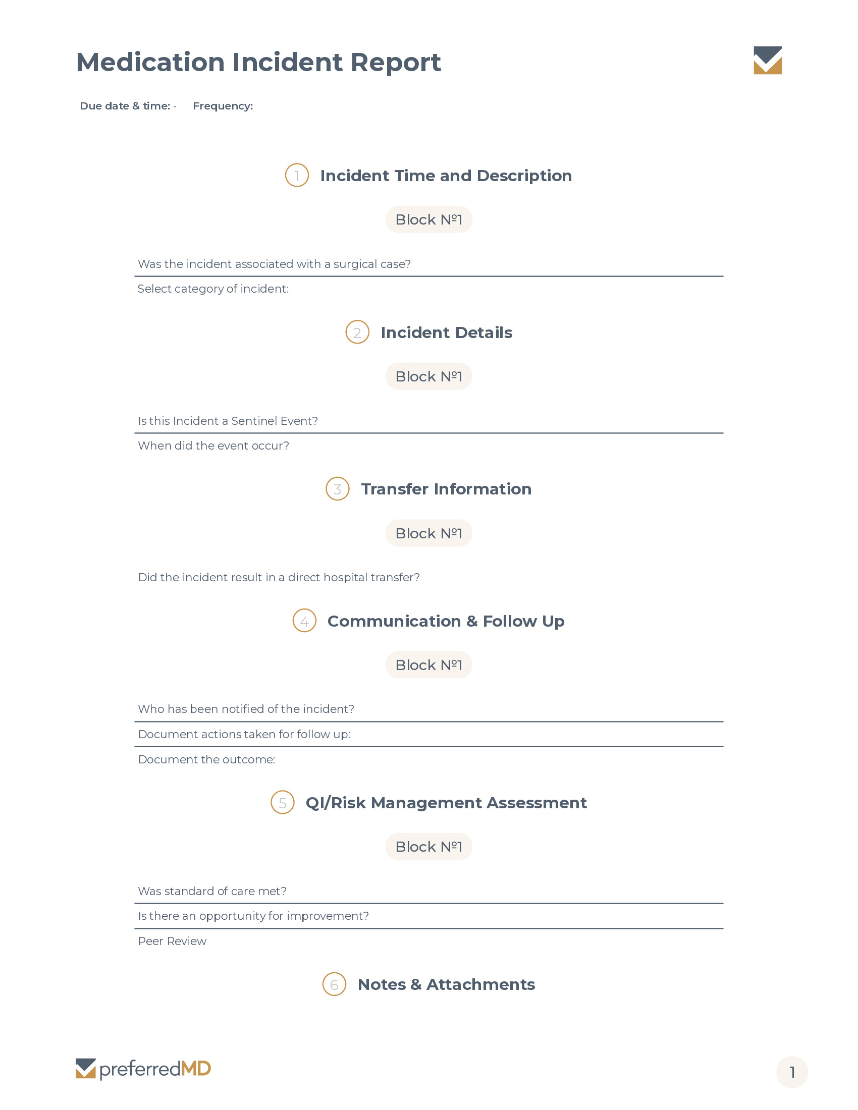 Medication Incident Report template PDF