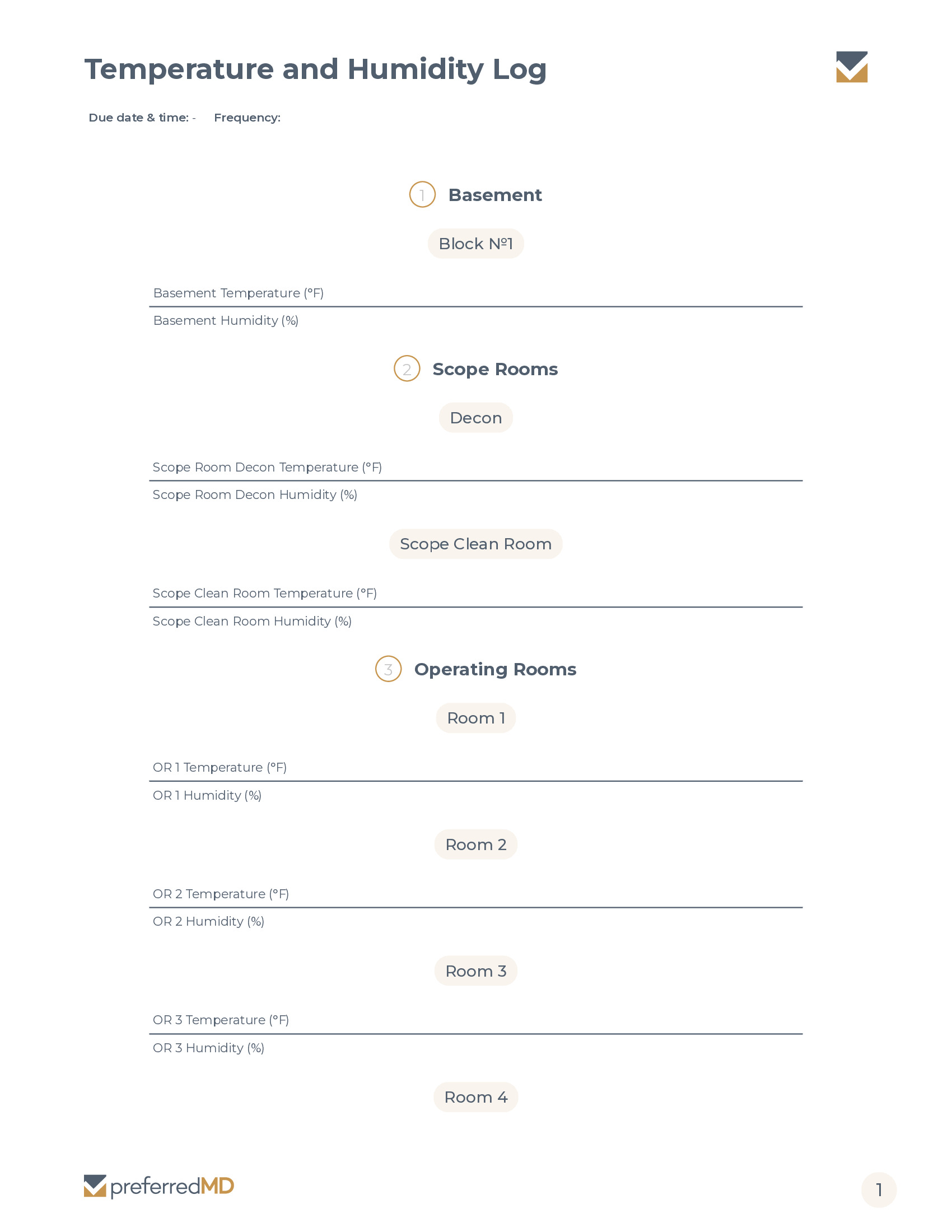Temperature and Humidity Log template PDF