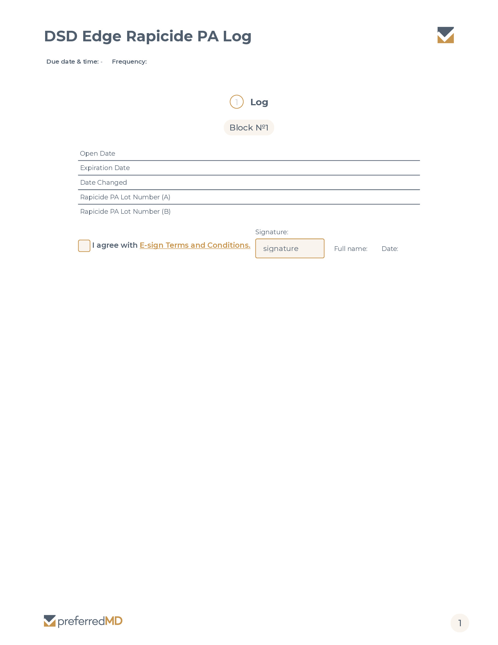 DSD Edge Rapicide Log template PDF