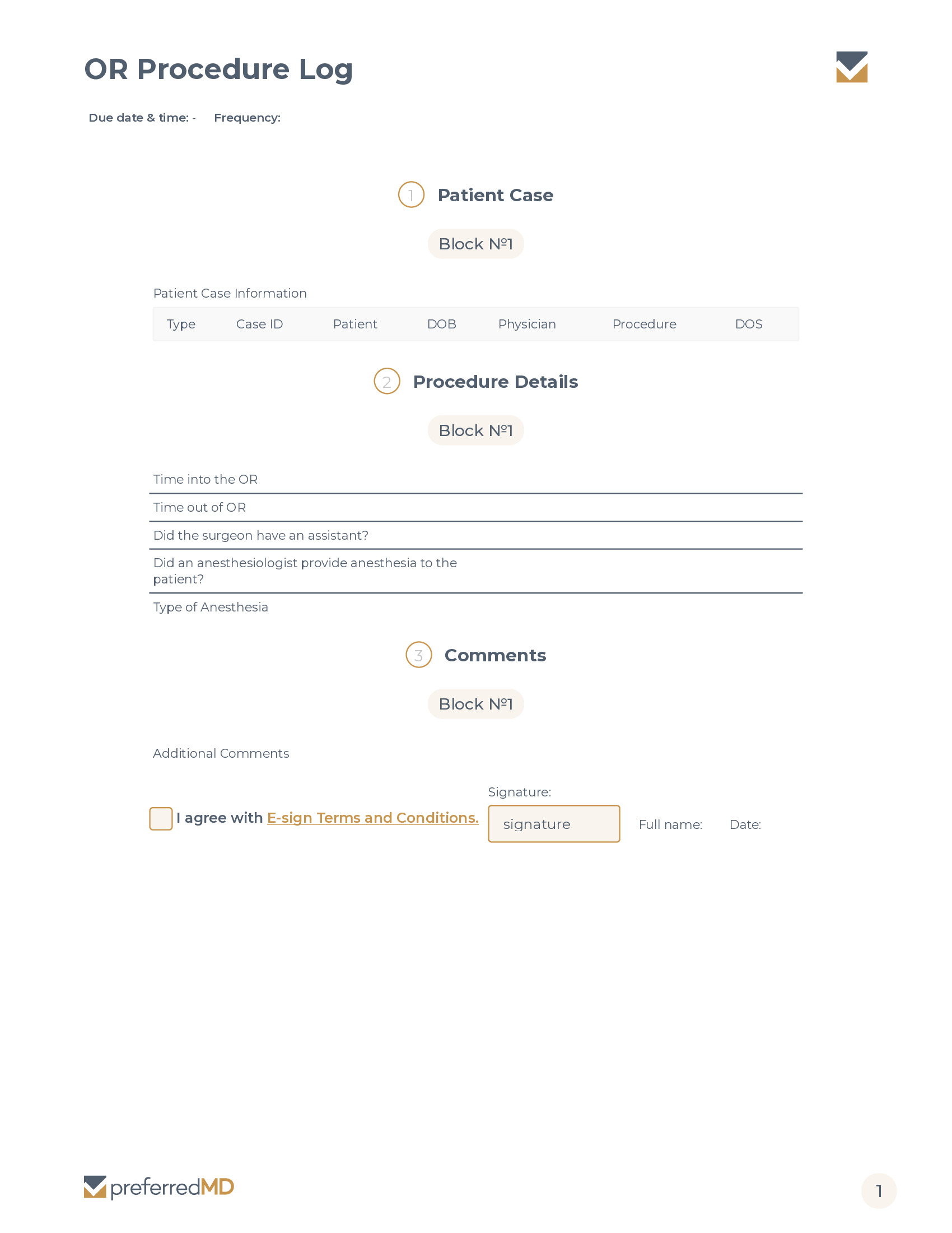 OR Procedure Log template PDF