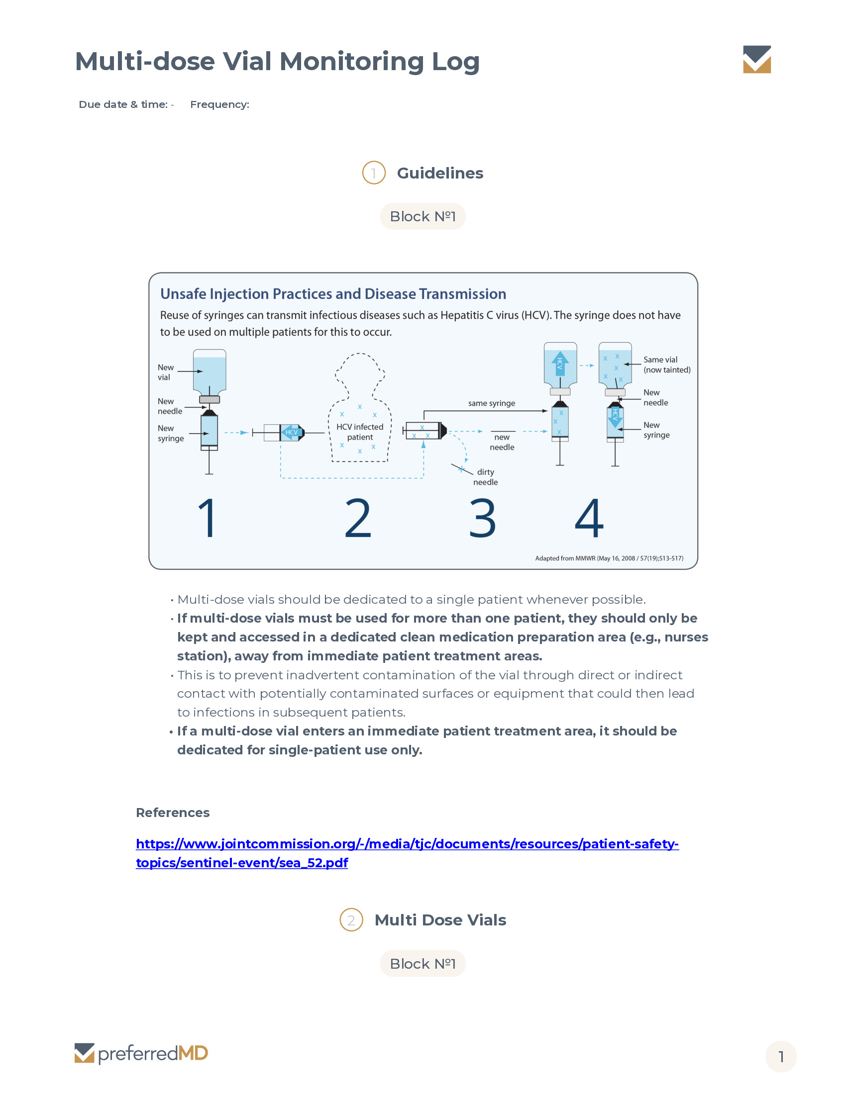 Multi-dose Vial Monitoring Log template PDF
