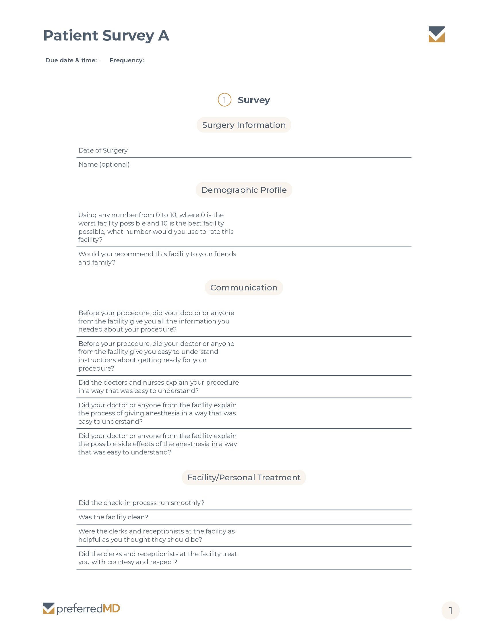 Patient Survey A template PDF